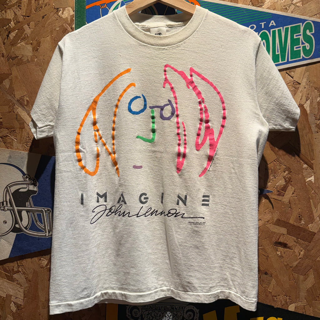 VTG 80's John Lennon Imagine Beatles Double Sided T-Shirt: Medium