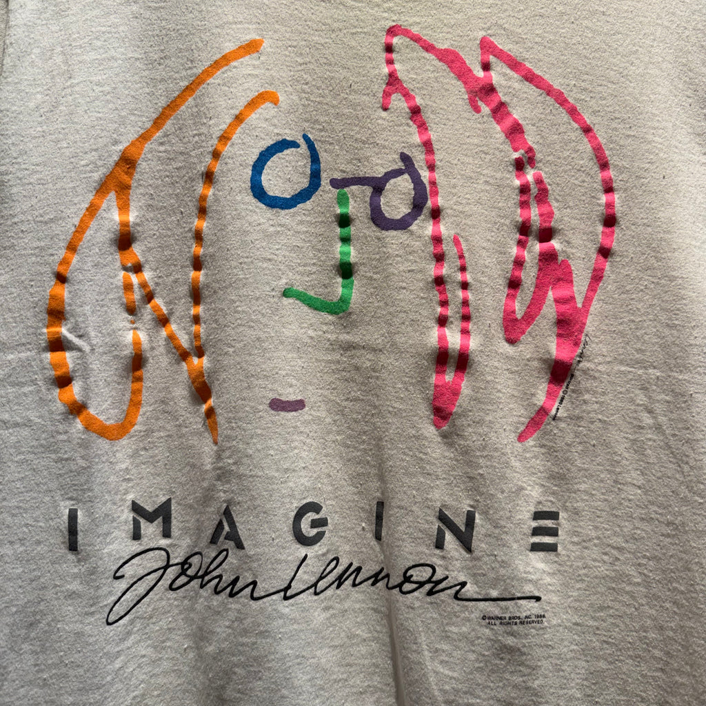 VTG 80's John Lennon Imagine Beatles Double Sided T-Shirt: Medium