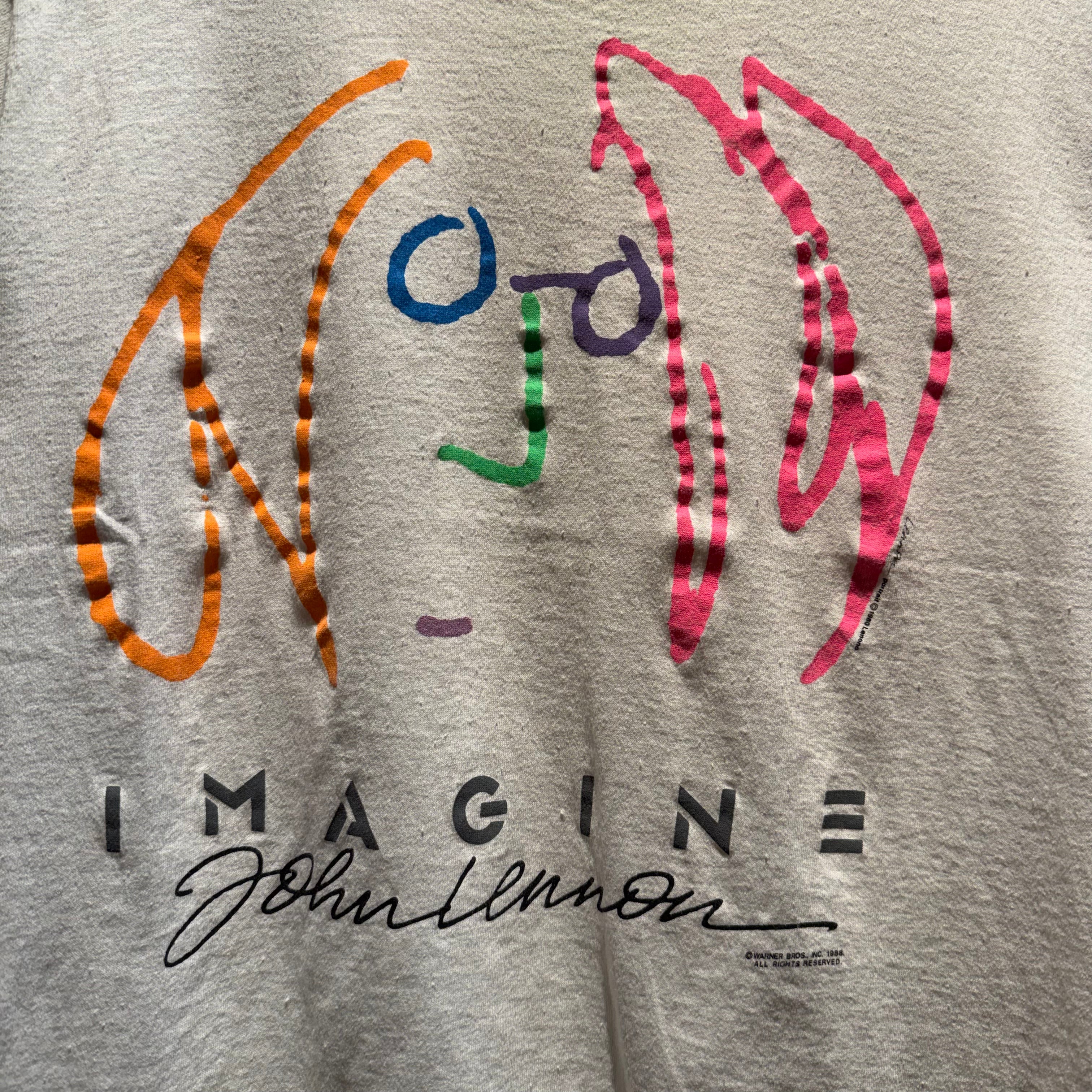 VTG 80's John Lennon Imagine Beatles Double Sided T-Shirt: Medium