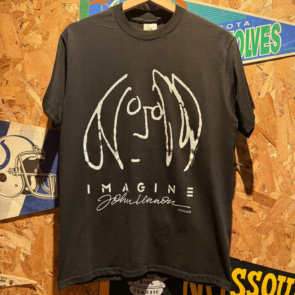 VTG 80's John Lennon Imagine Beatles Black T-Shirt: Medium