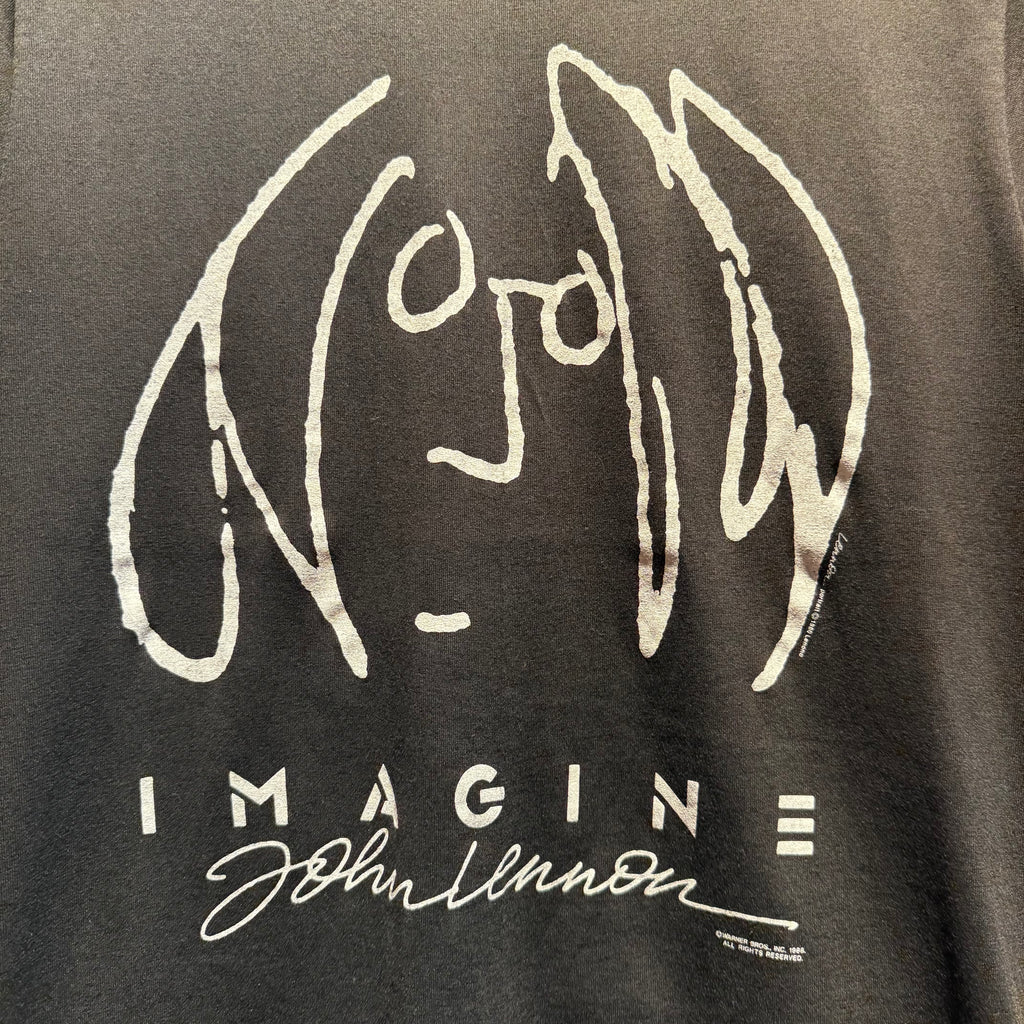 VTG 80's John Lennon Imagine Beatles Black T-Shirt: Medium