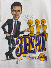 Load image into Gallery viewer, Vtg Los Angeles Lakers LA 3 Peat NBA Team of the 80&#39;s Pat Riley Championship Caricature T-Shirt: Small
