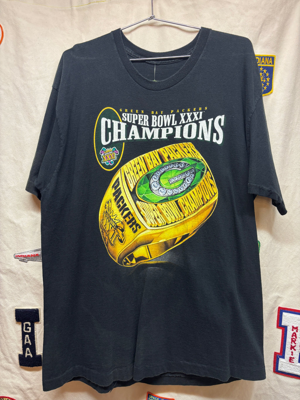 Vtg Green Bay Packers Super Bowl Champions Ring Black T-Shirt: XXL