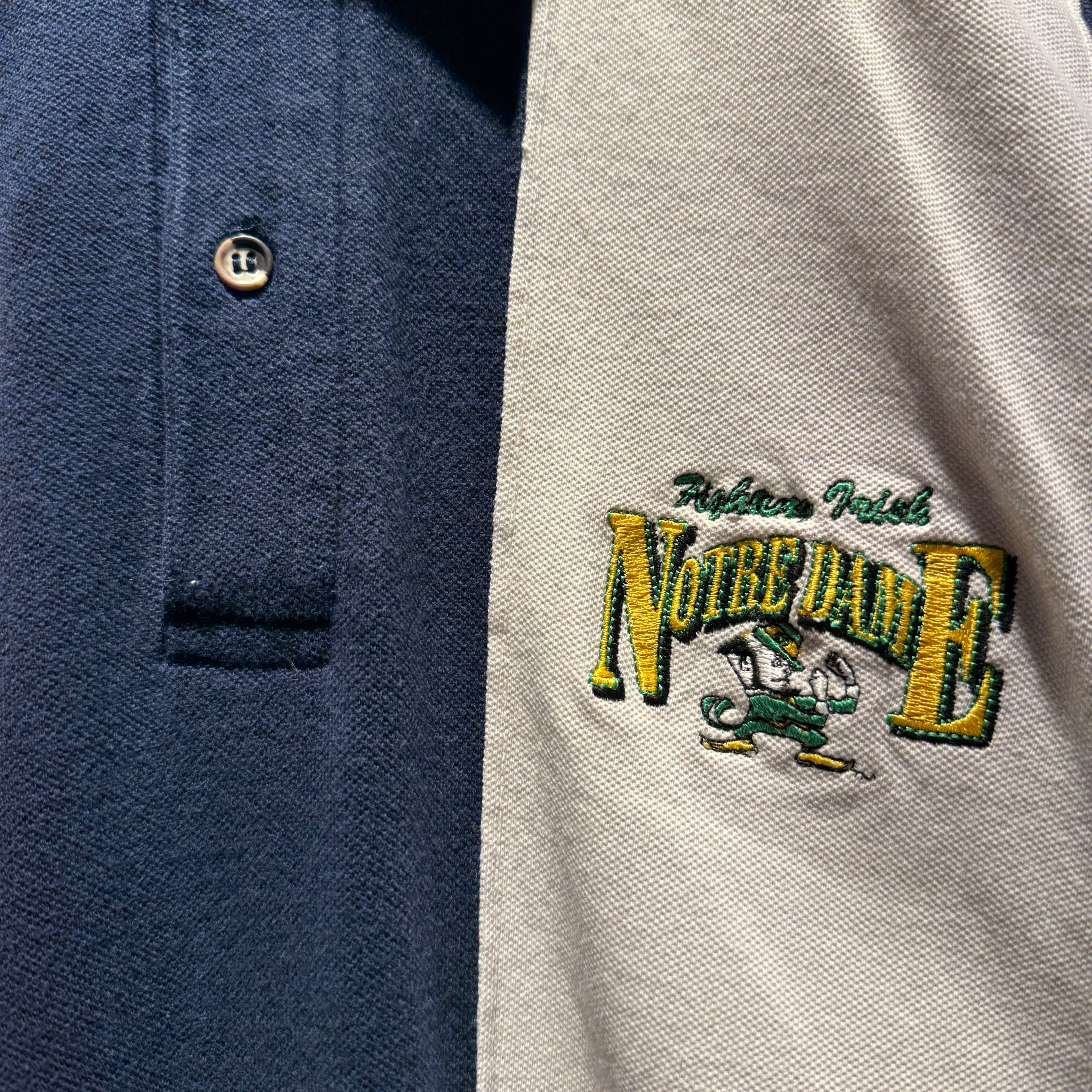 Vintage Notre Dame Fighting Irish Striped Polo Shirt: XL