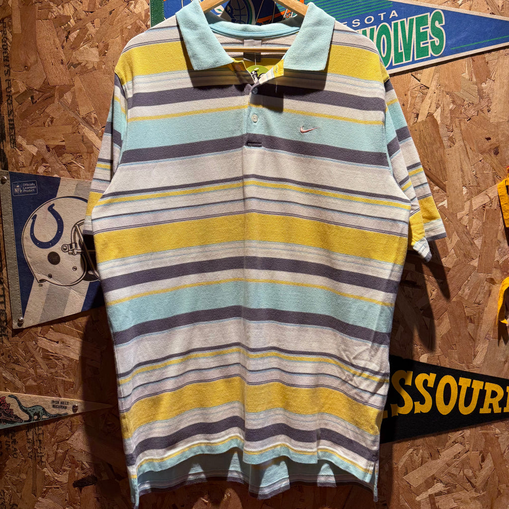 Vintage Nike Striped Polo Shirt: XL