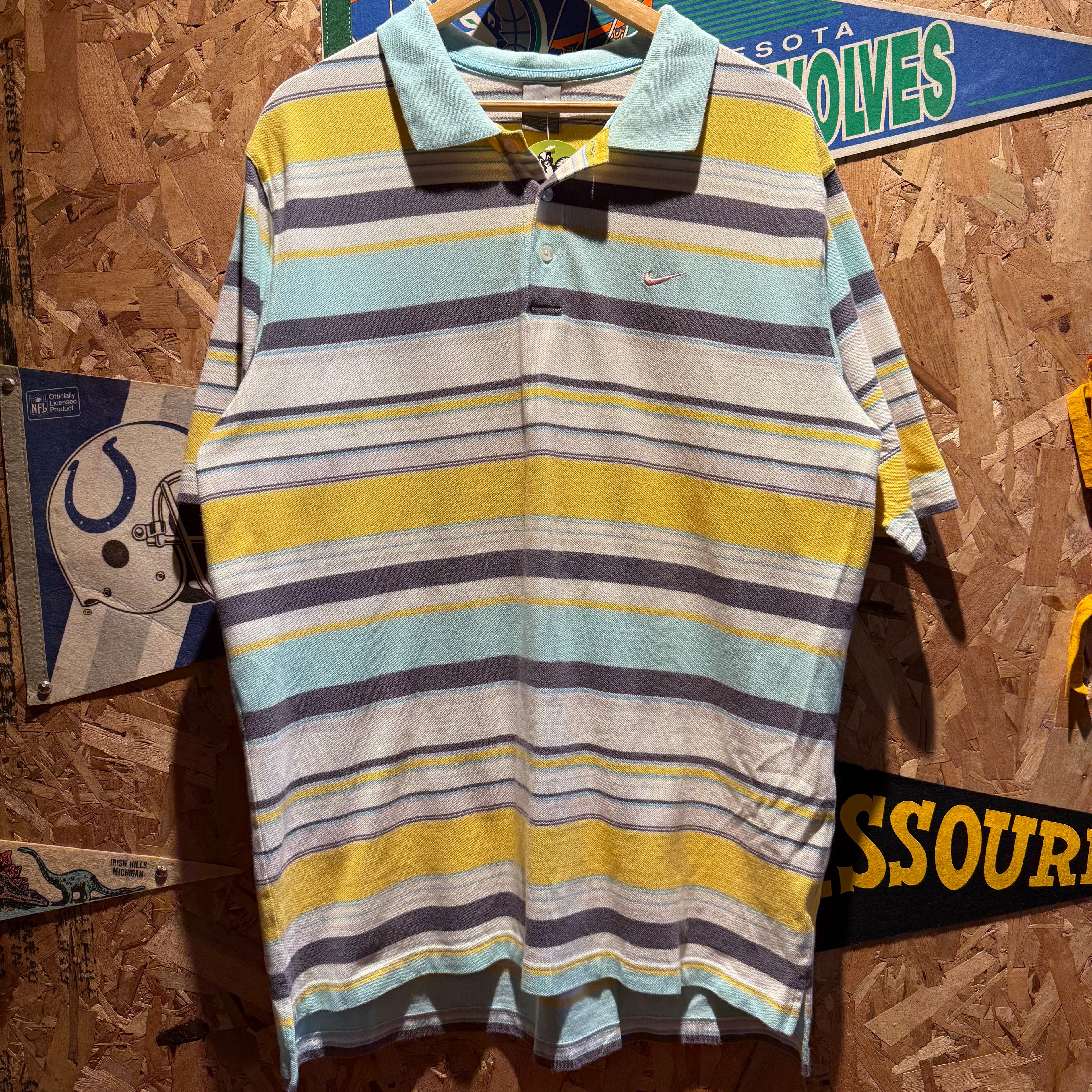 Vintage Nike Striped Polo Shirt: XL