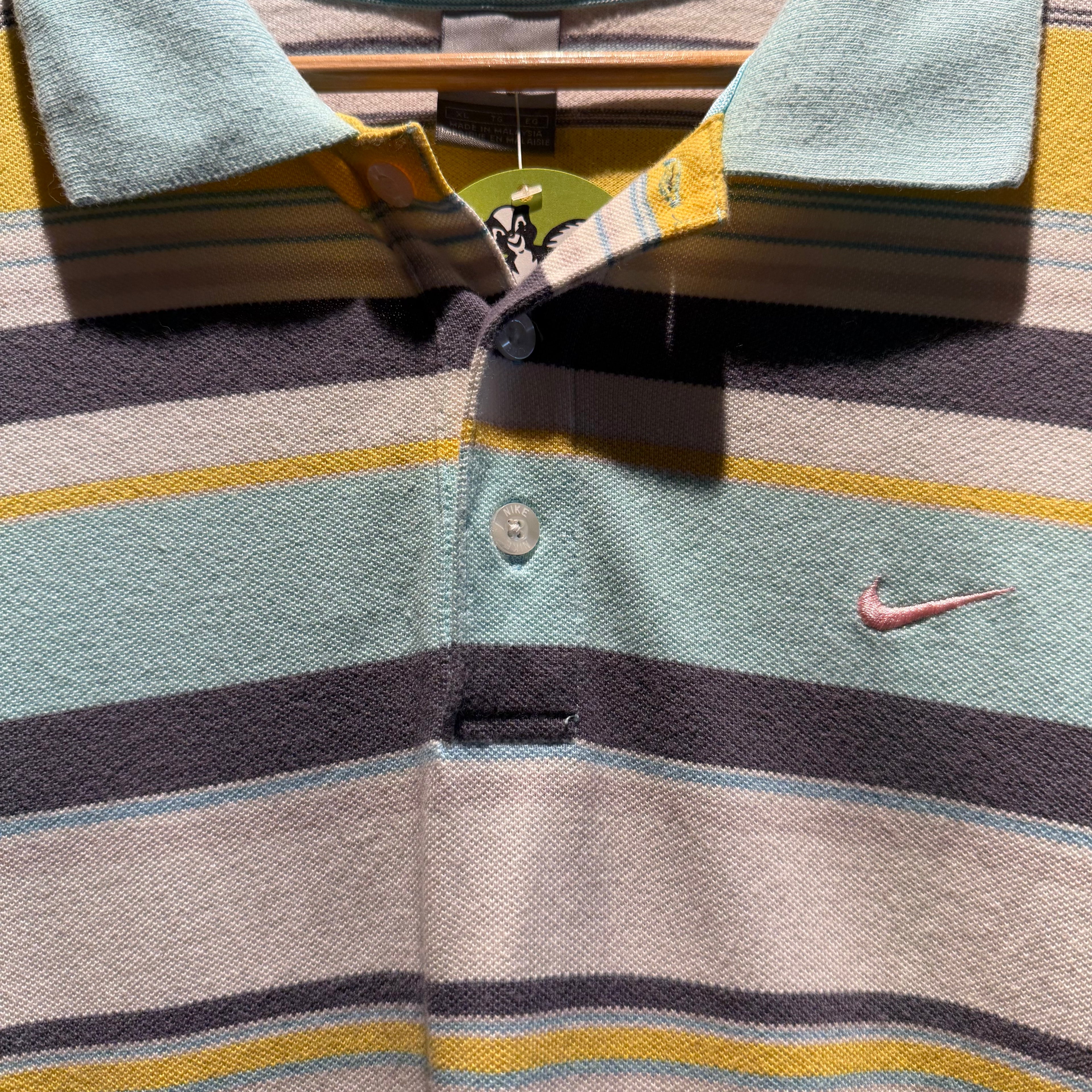Vintage Nike Striped Polo Shirt: XL