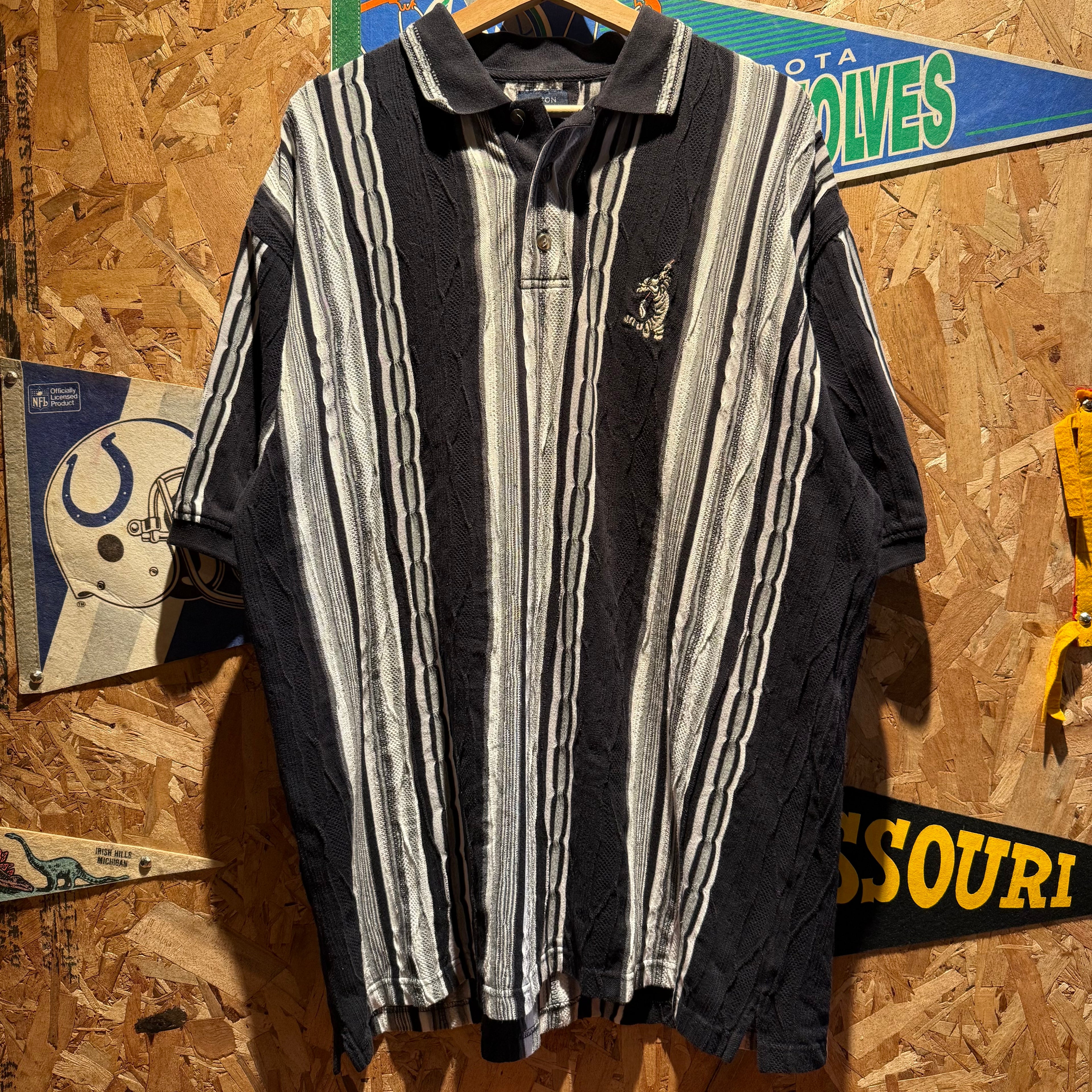 Vintage Knit Stripe Design Cotton Trades Polo: XL
