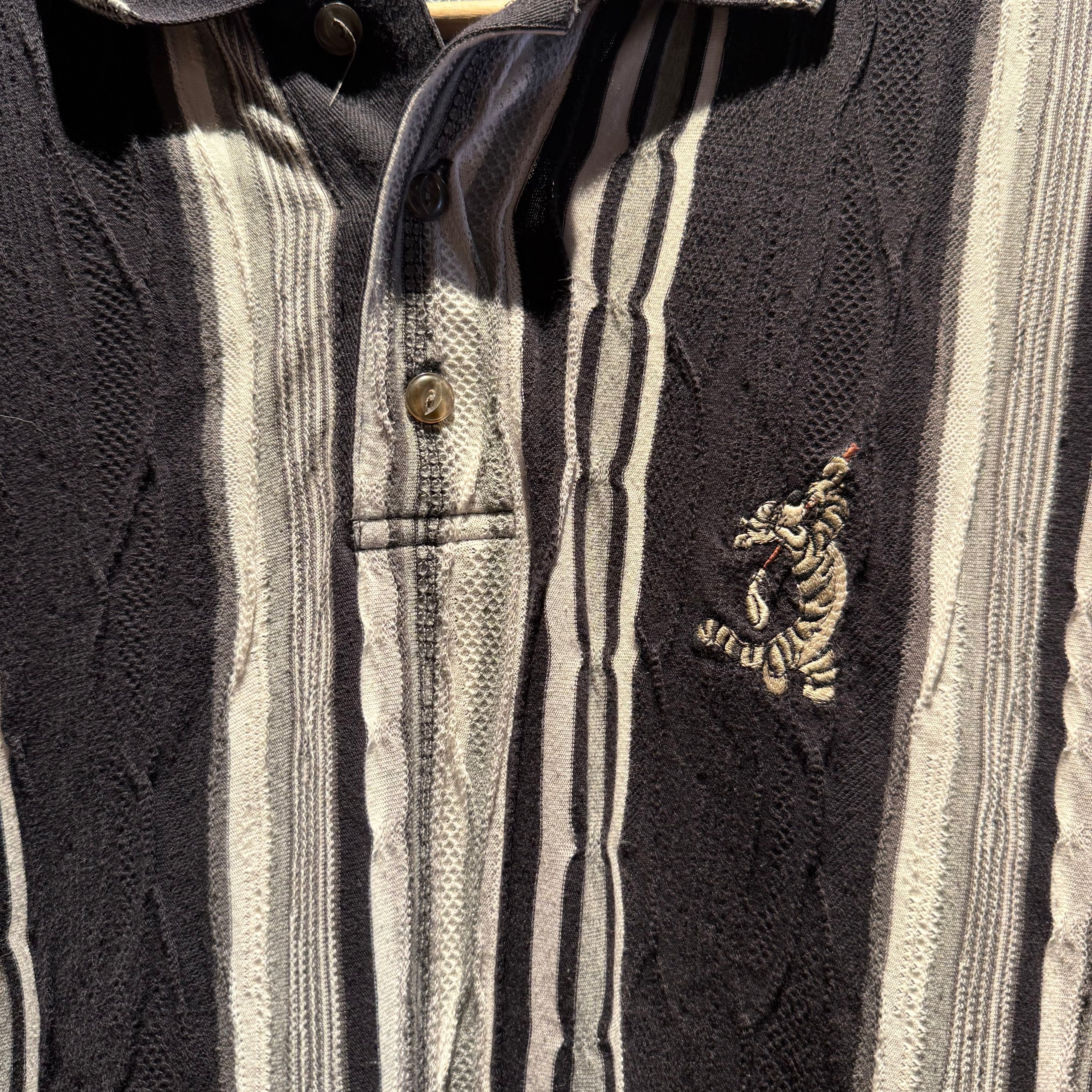 Vintage Knit Stripe Design Cotton Trades Polo: XL