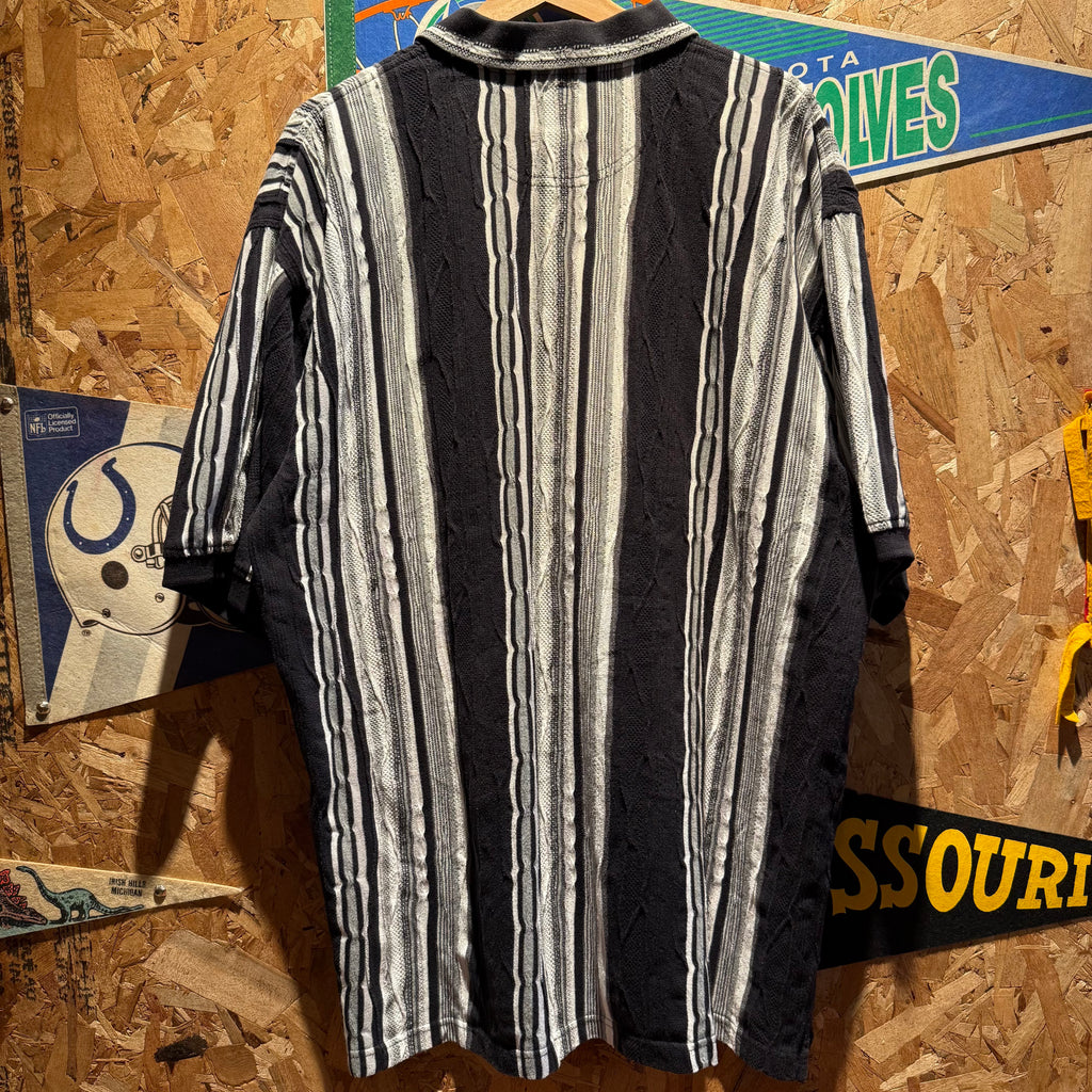 Vintage Knit Stripe Design Cotton Trades Polo: XL