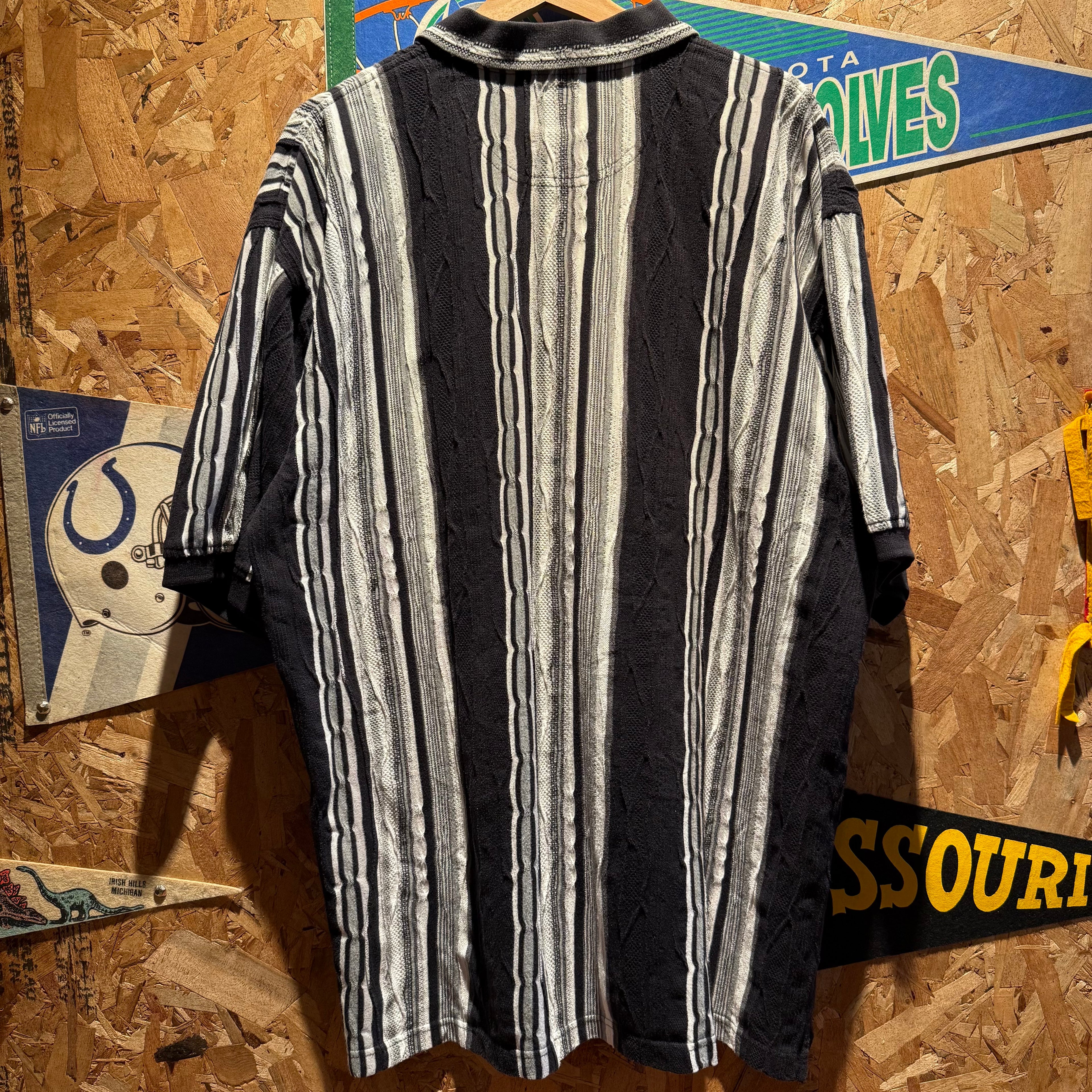 Vintage Knit Stripe Design Cotton Trades Polo: XL