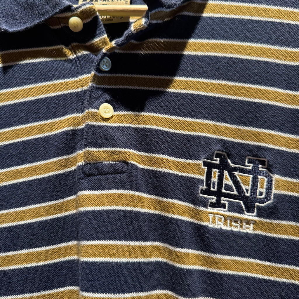 Vintage Striped Notre Dame University Polo: XL