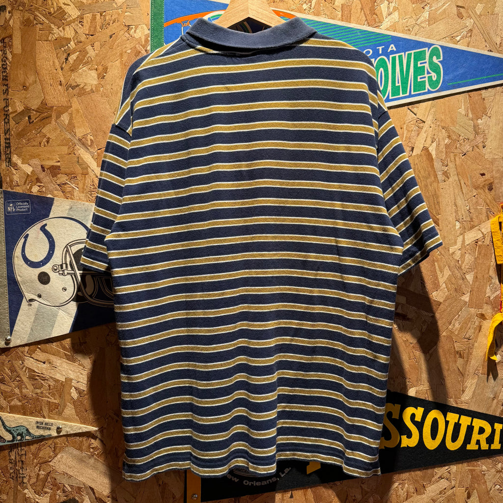 Vintage Striped Notre Dame University Polo: XL