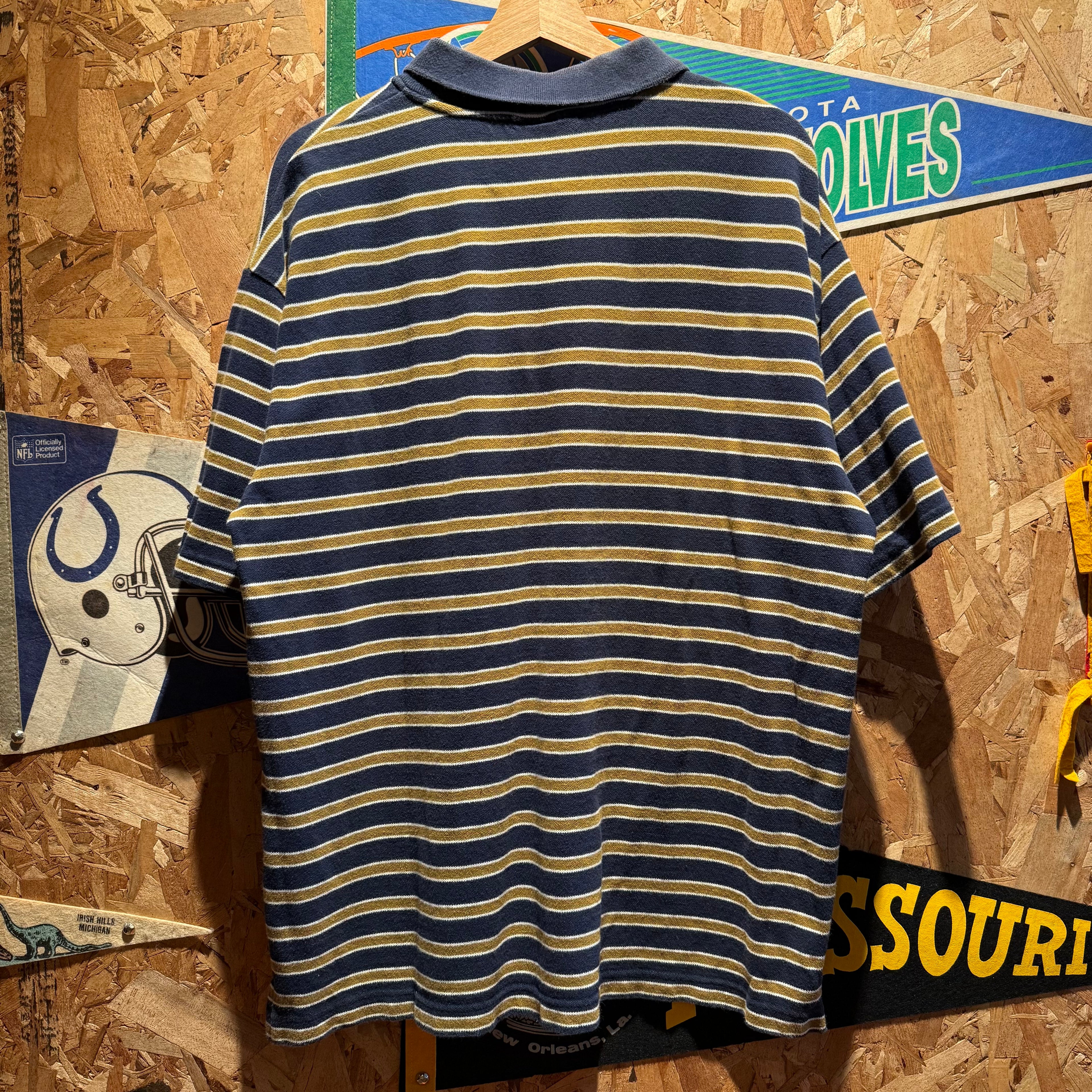 Vintage Striped Notre Dame University Polo: XL