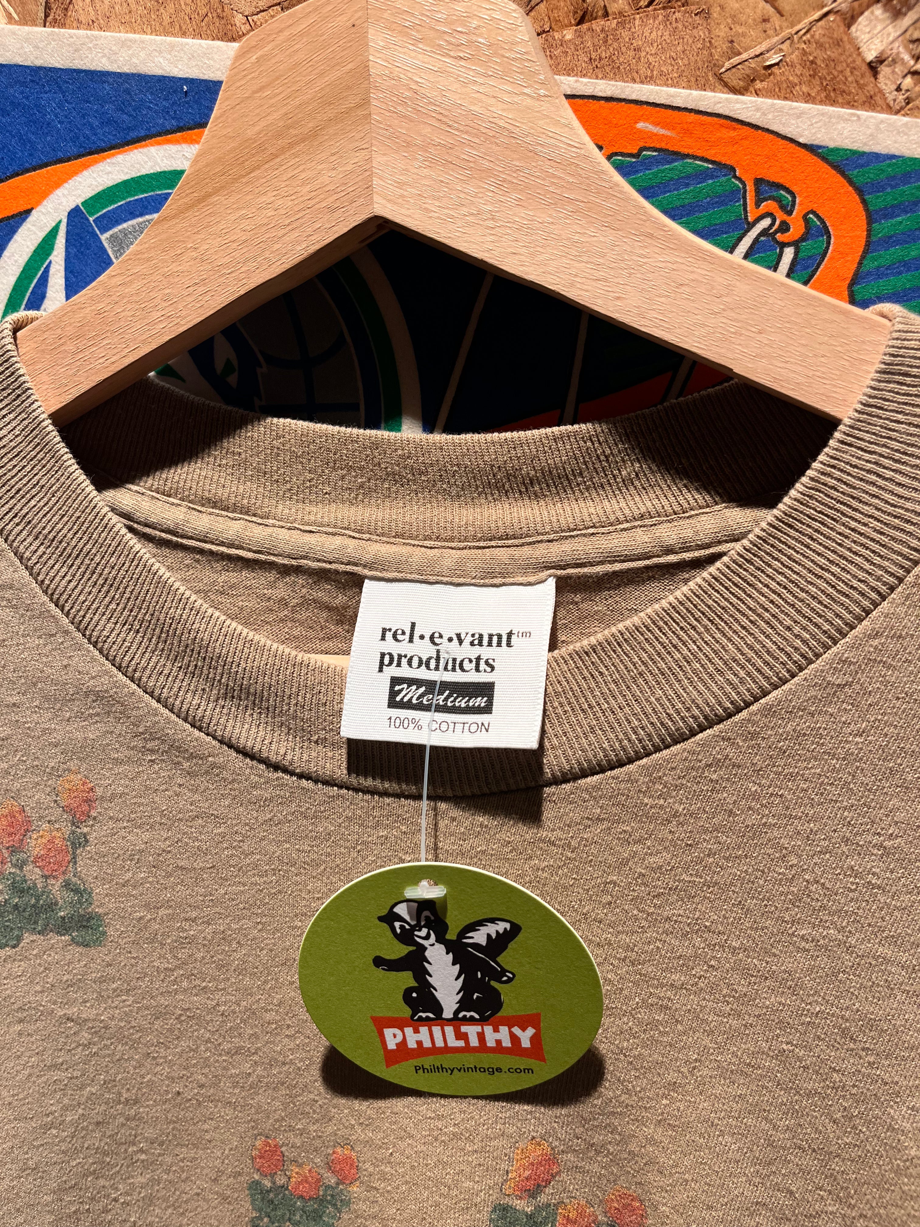 Vintage Cat Home All Over Print Rel E Vant Tan T-Shirt: Medium