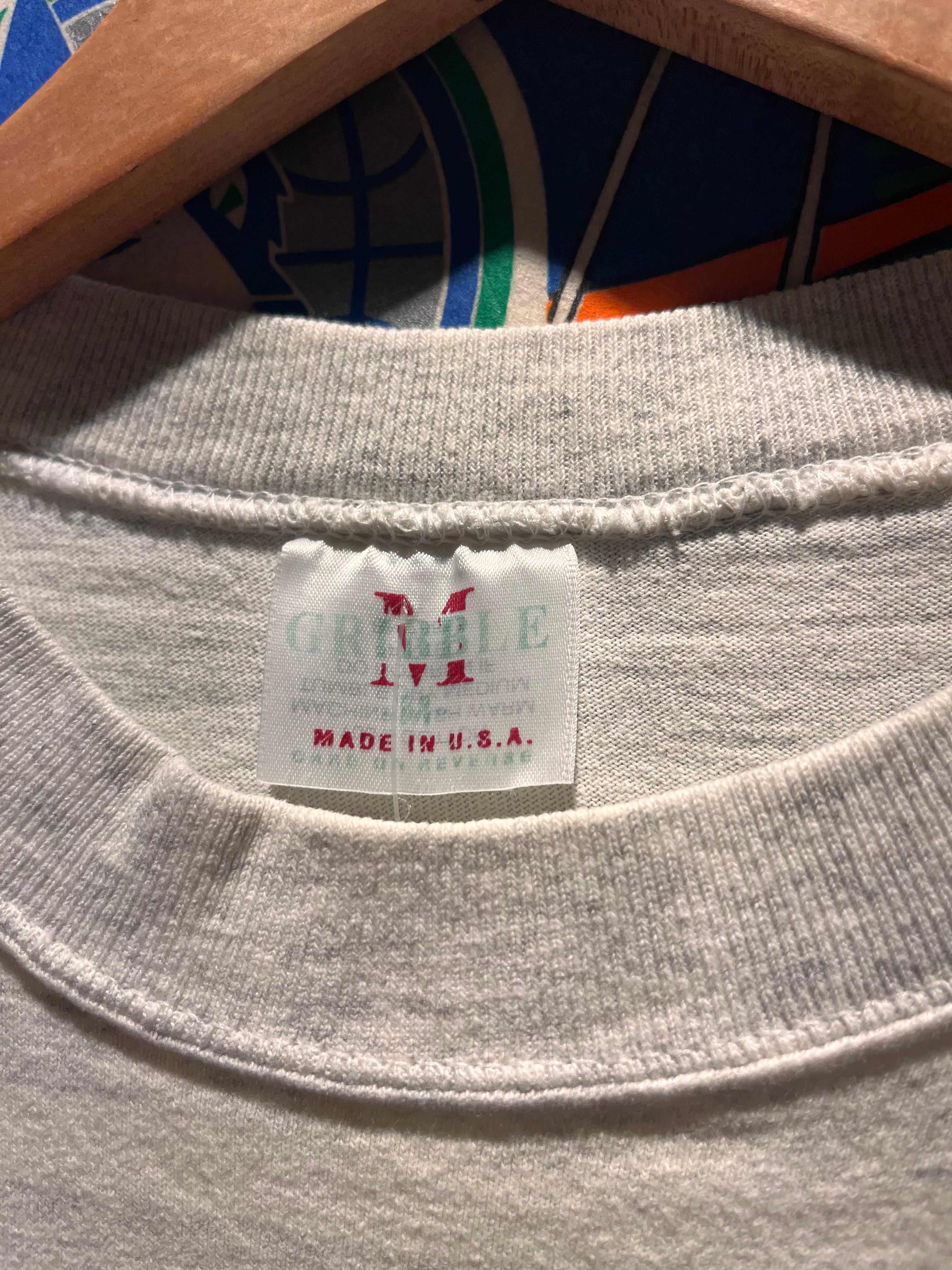 Vintage Ball State University Indiana Grey 90's Gribble Striped T-Shirt: Medium