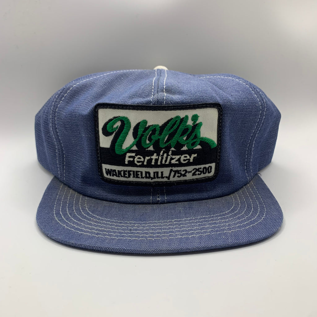 Vintage Volks Fertilizer Denim Trucker Snapback Hat