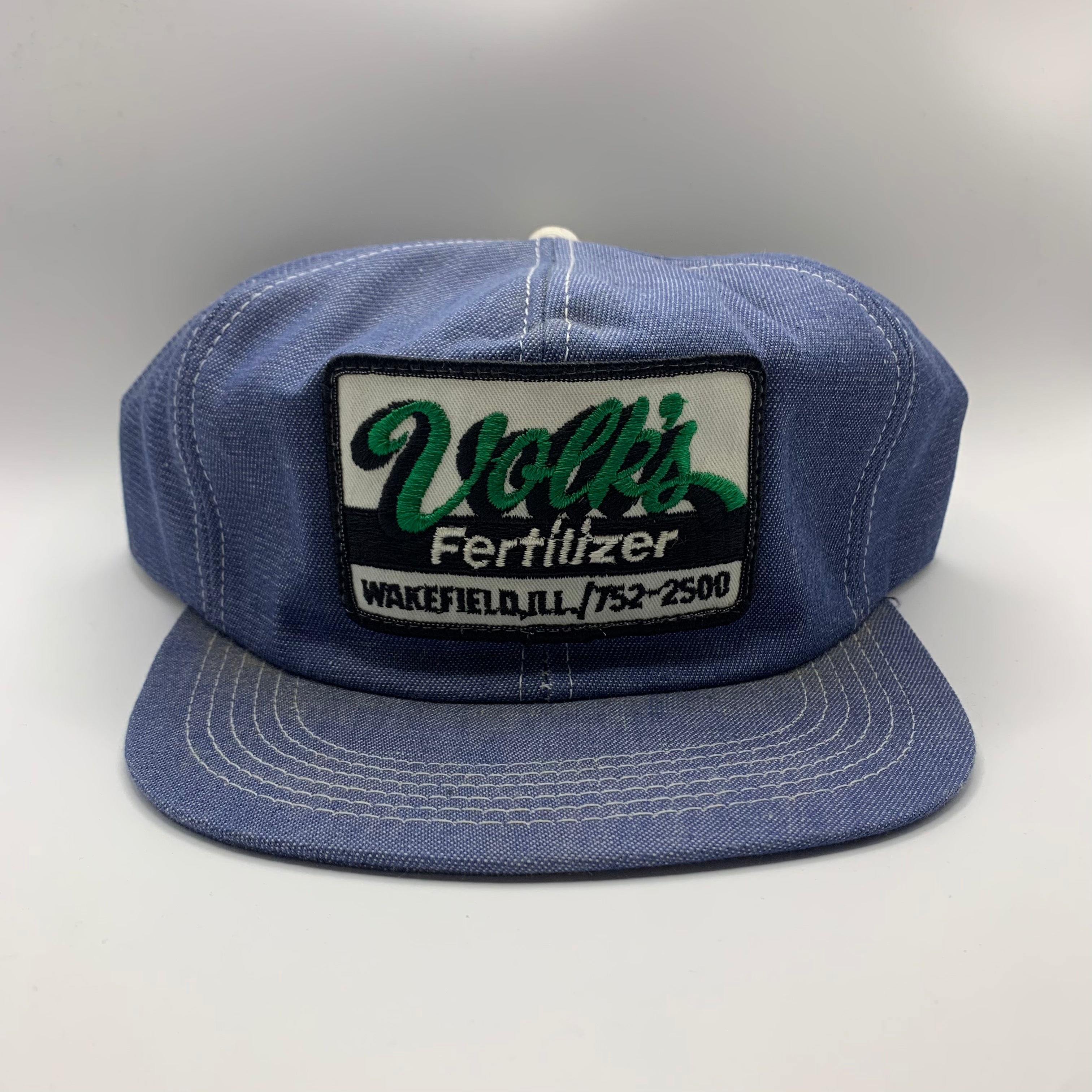 Vintage Volks Fertilizer Denim Trucker Snapback Hat