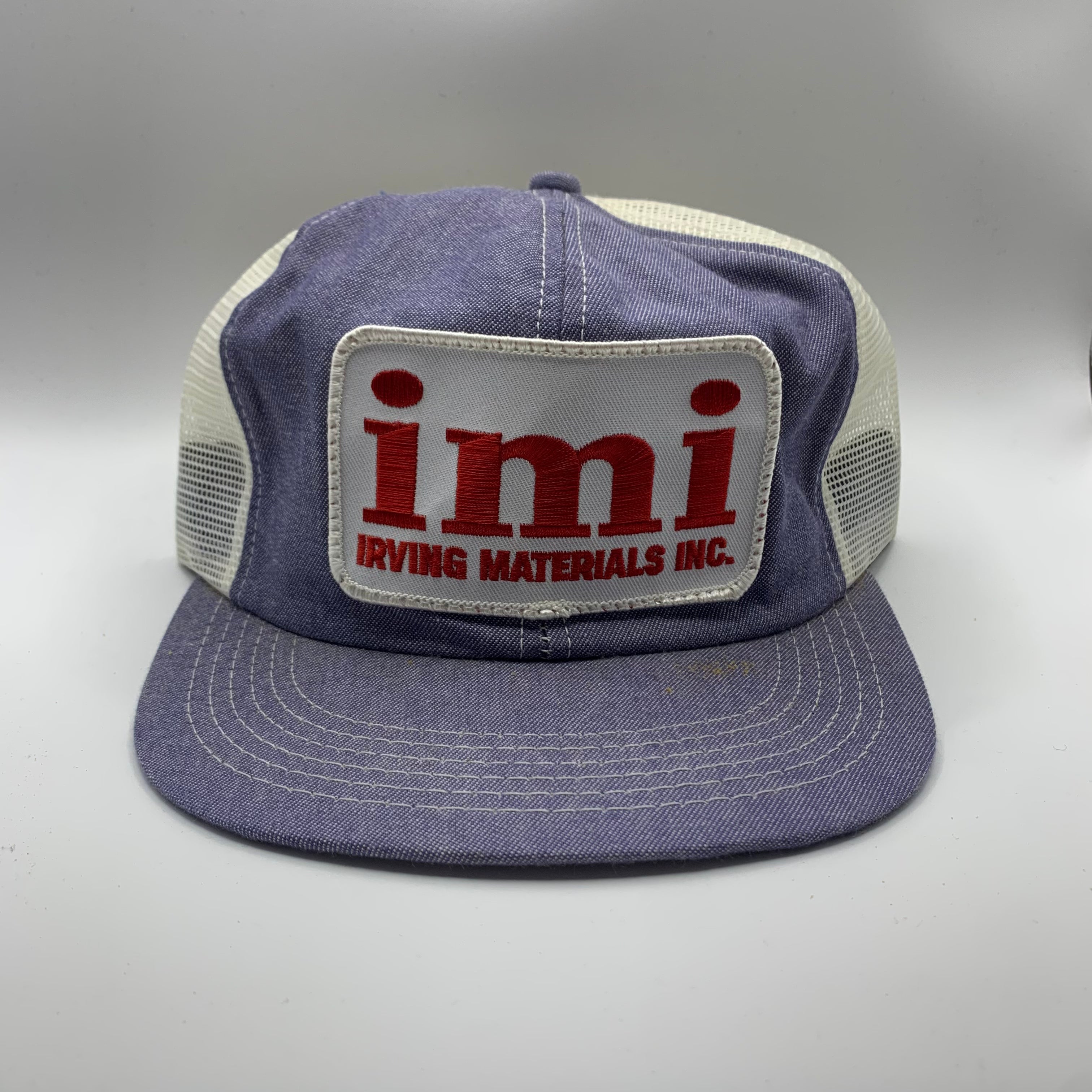 Vintage IMI Irving Materials Inc. Denim Patch Trucker Hat