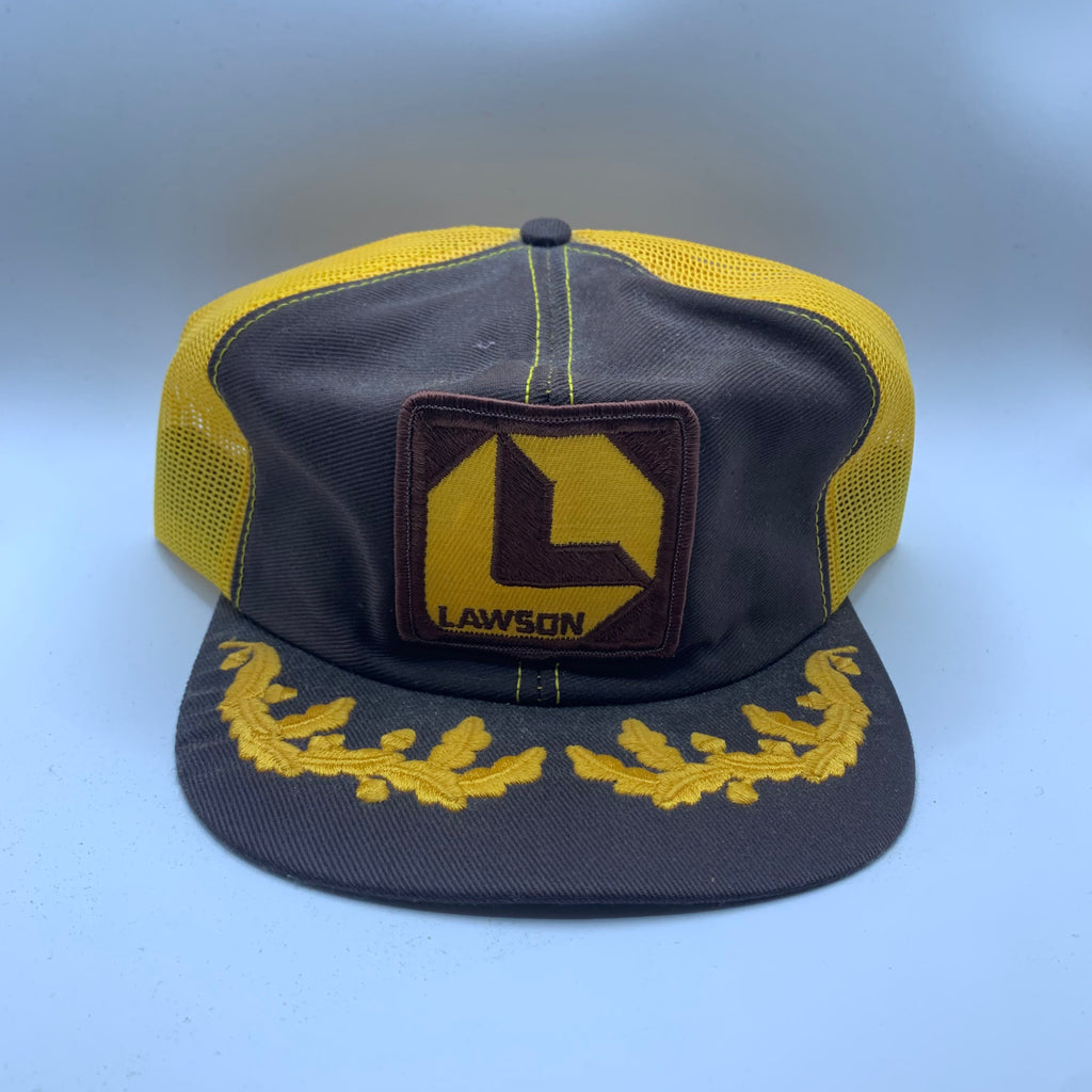 Vintage Lawson Patch Scrambled Eggs Brown/Yellow Trucker Mesh Snapback Hat