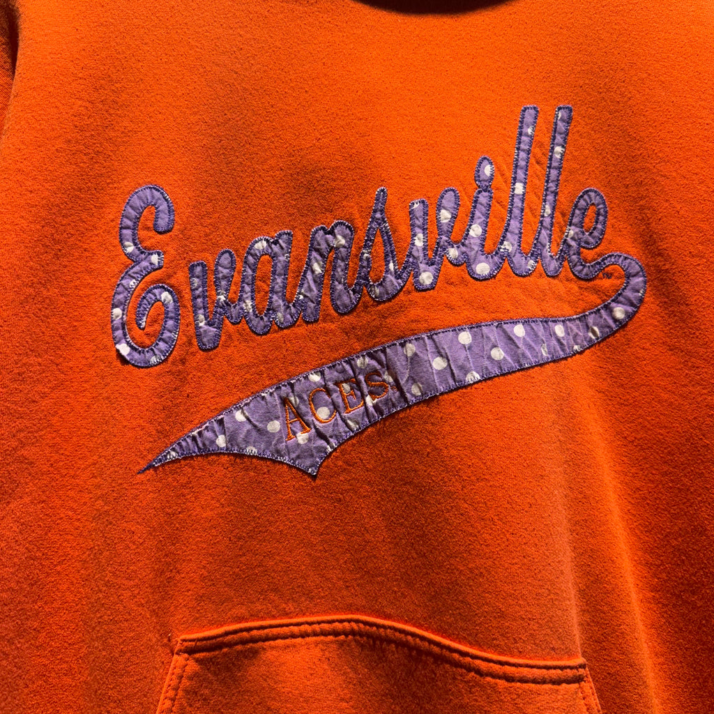 Vintage Orange Evansville Sewn Polkadot Hoodie: Large