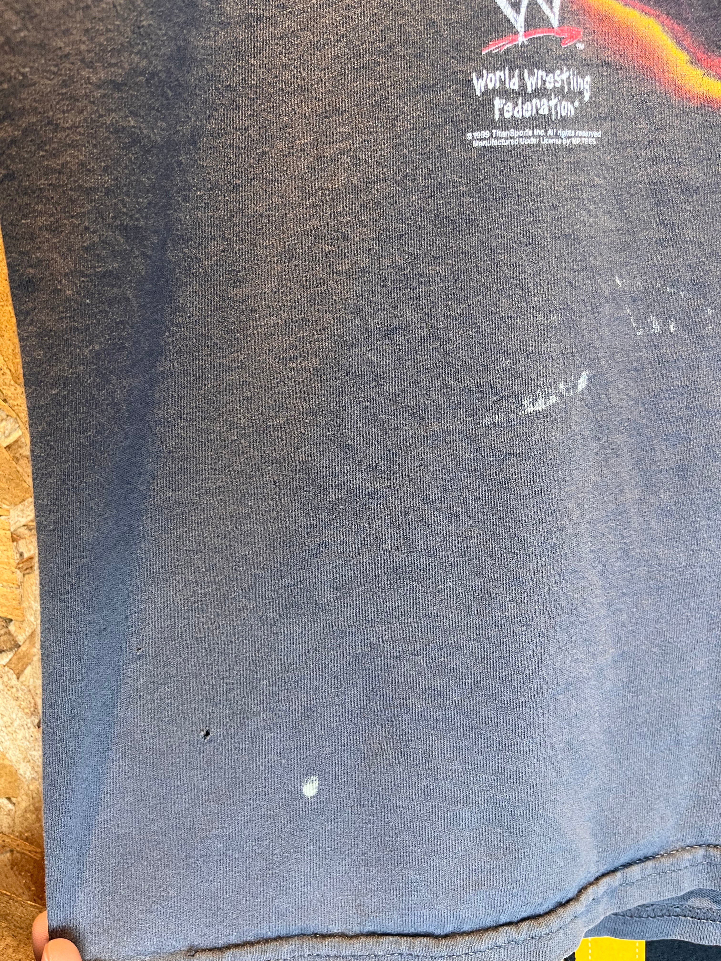 Vintage The Rock Says No Roody Poos Allowed WWF Wrestling T-Shirt: Large