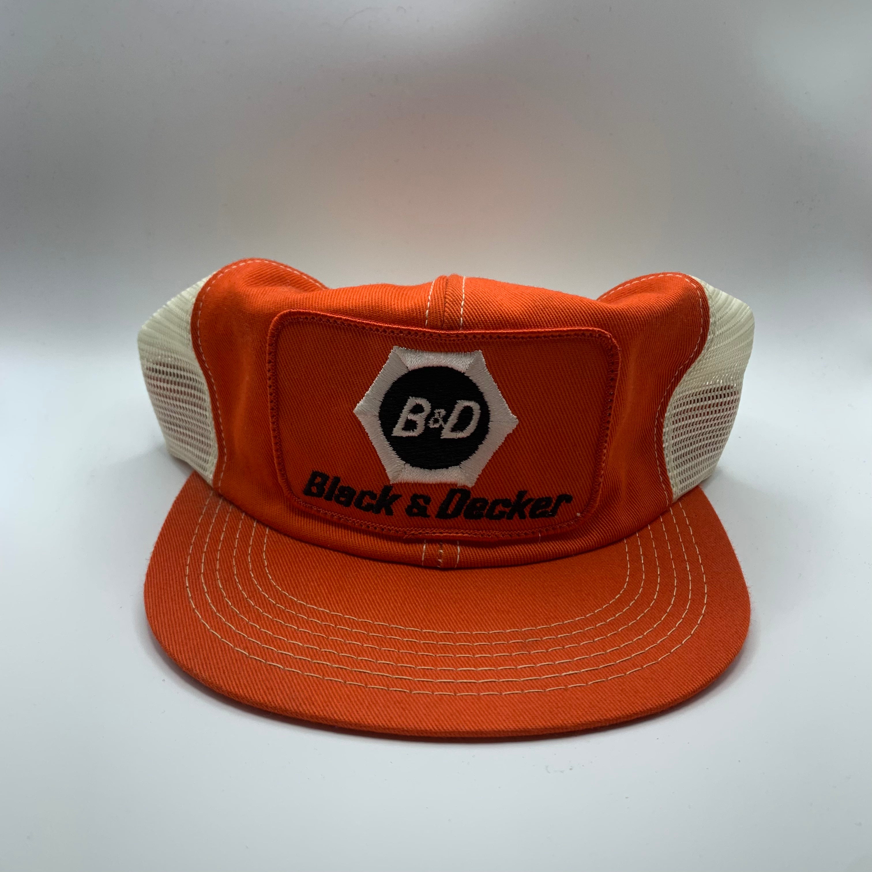 Vintage Black and Decker Patch Orange Trucker MeK Brand Snapback Hat