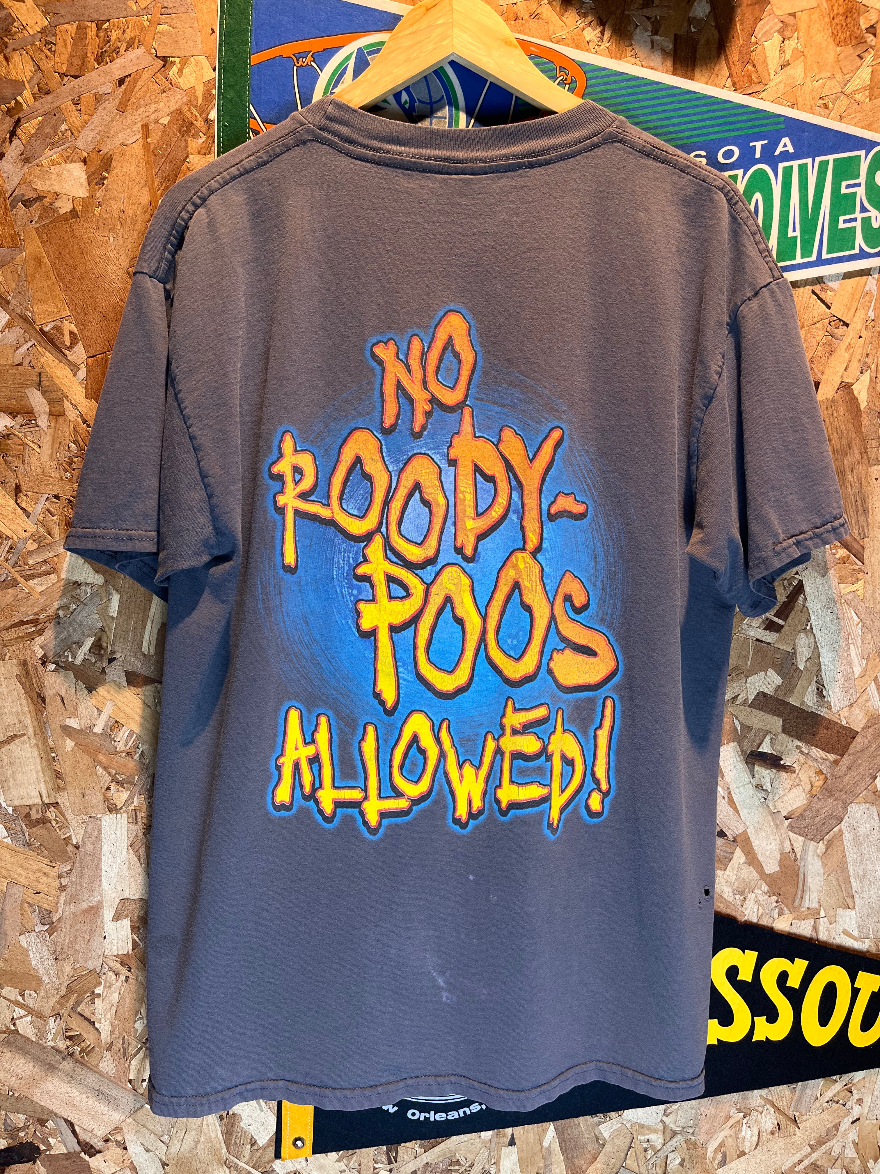 Vintage The Rock Says No Roody Poos Allowed WWF Wrestling T-Shirt: Large