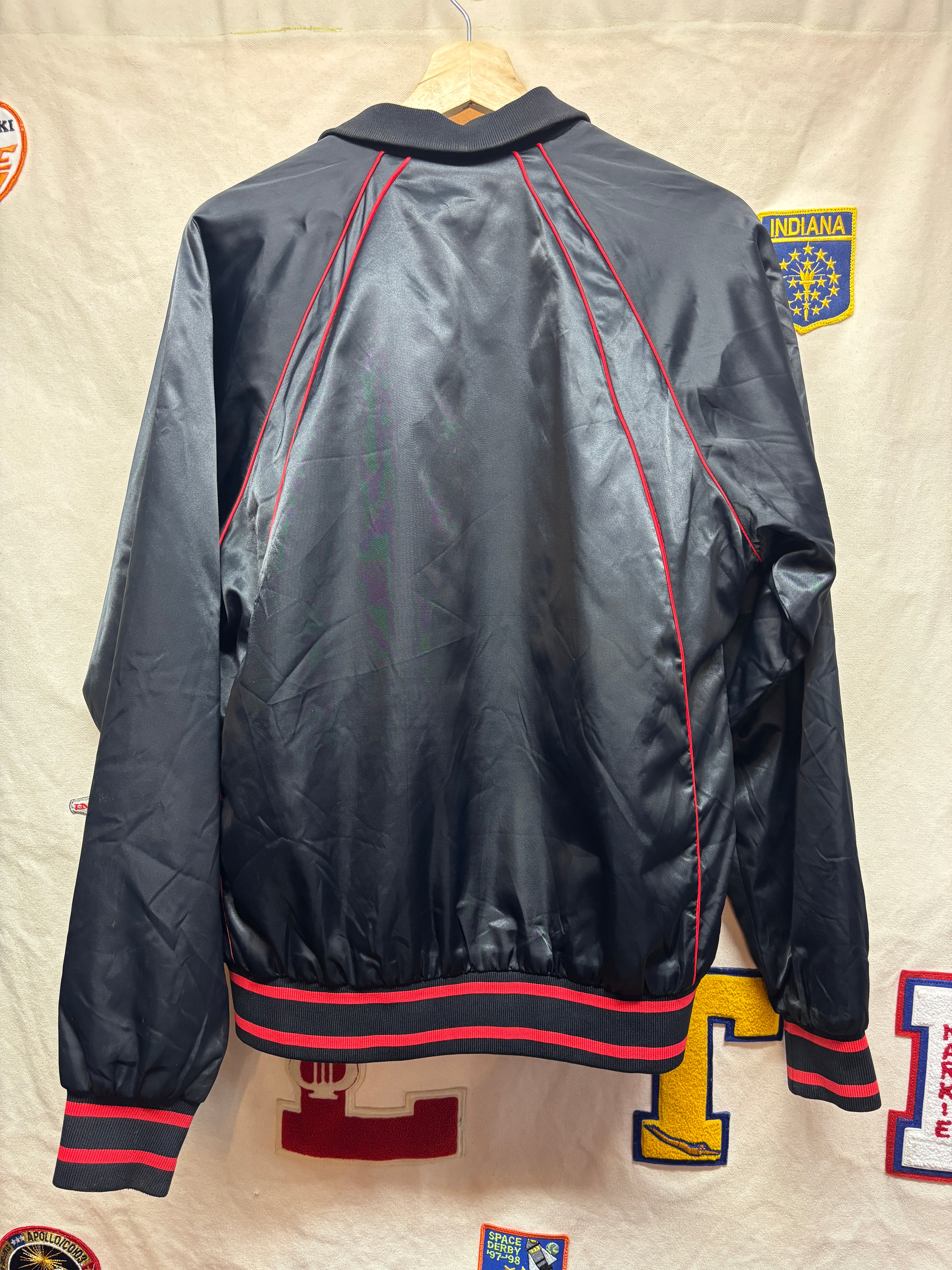 Vtg 80's Nike Black & Red Satin Jacket: M