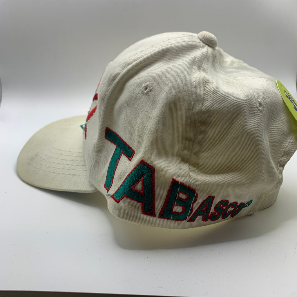 Vintage Tabasco Brand Hot Sauce White Embroidered Strapback Hat