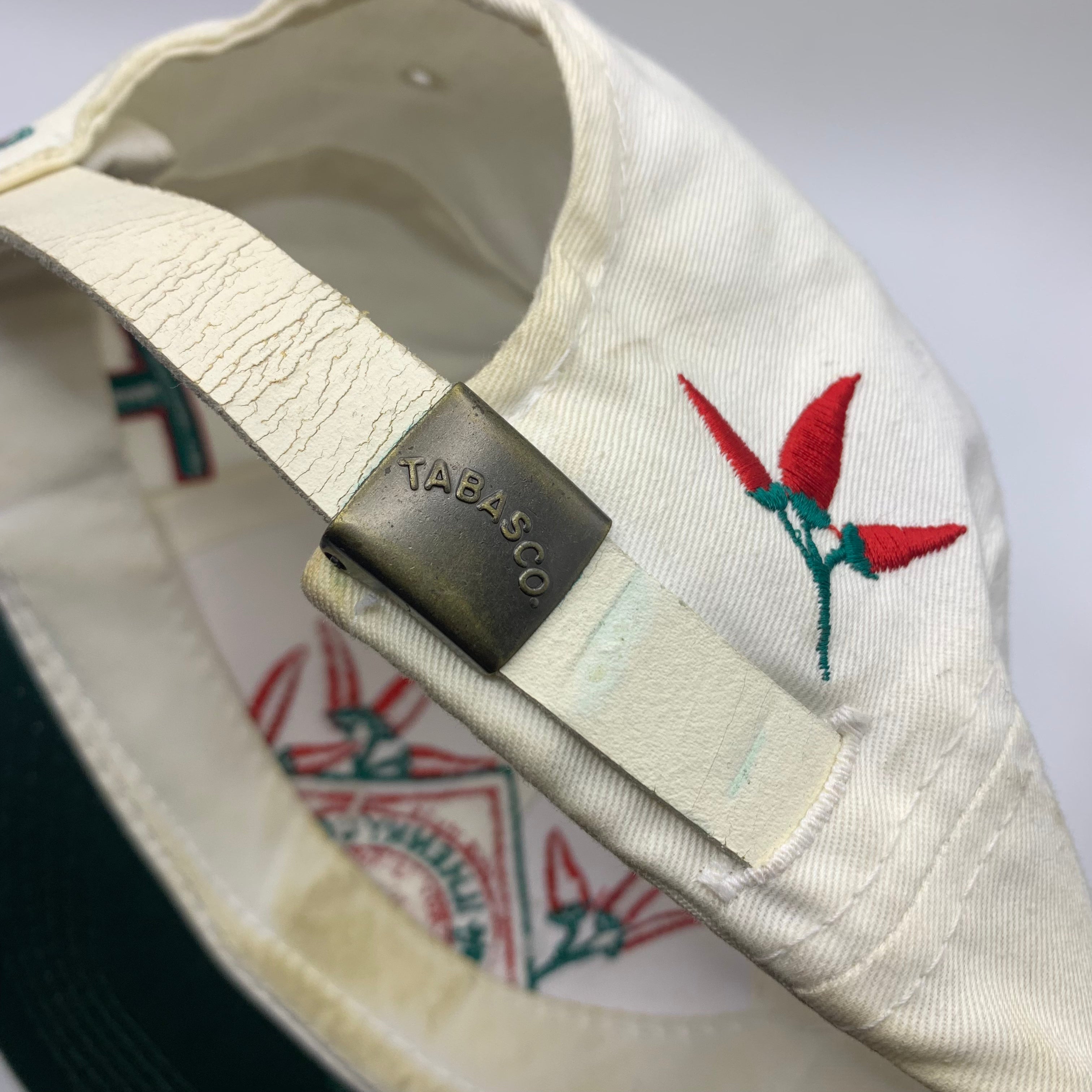 Vintage Tabasco Brand Hot Sauce White Embroidered Strapback Hat