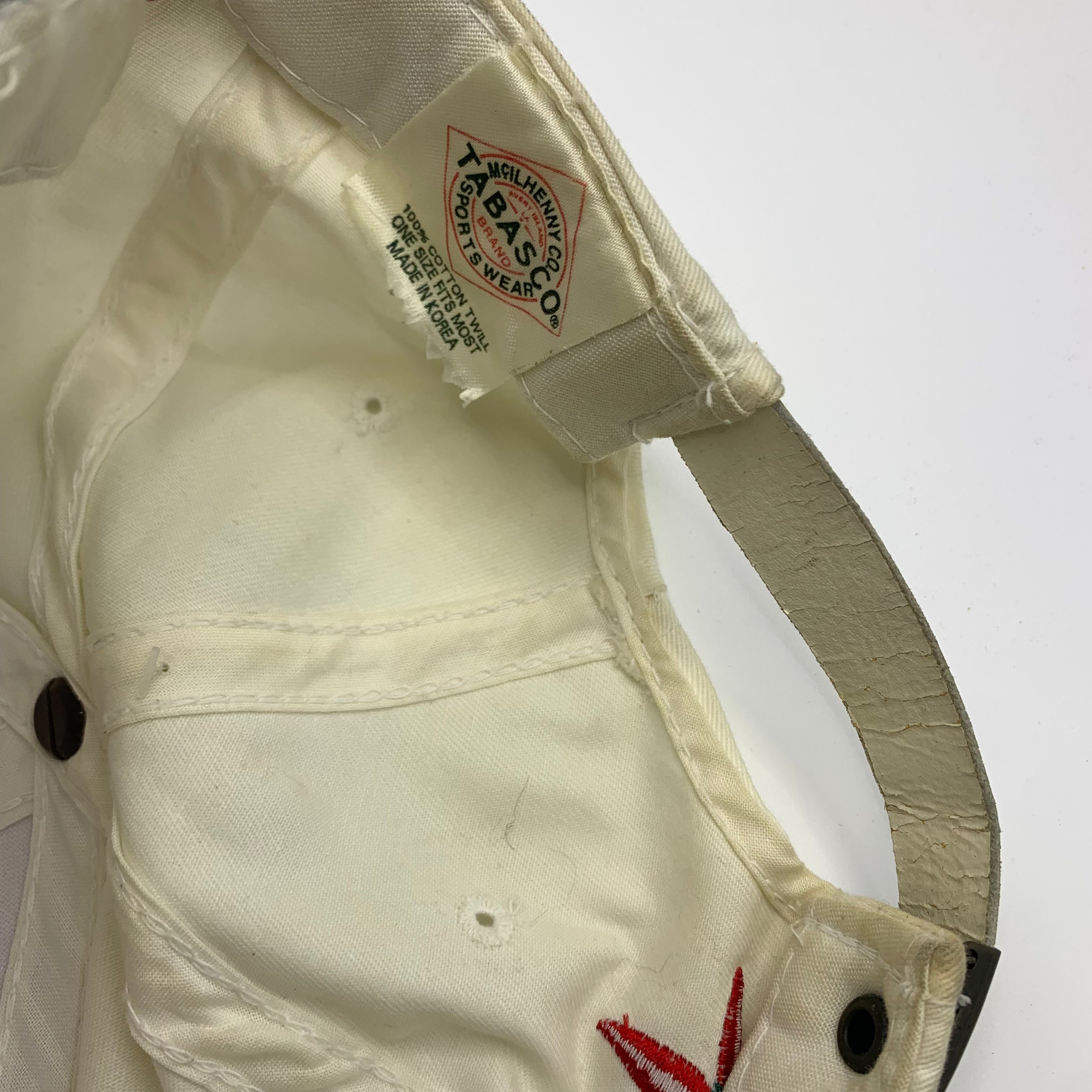 Vintage Tabasco Brand Hot Sauce White Embroidered Strapback Hat
