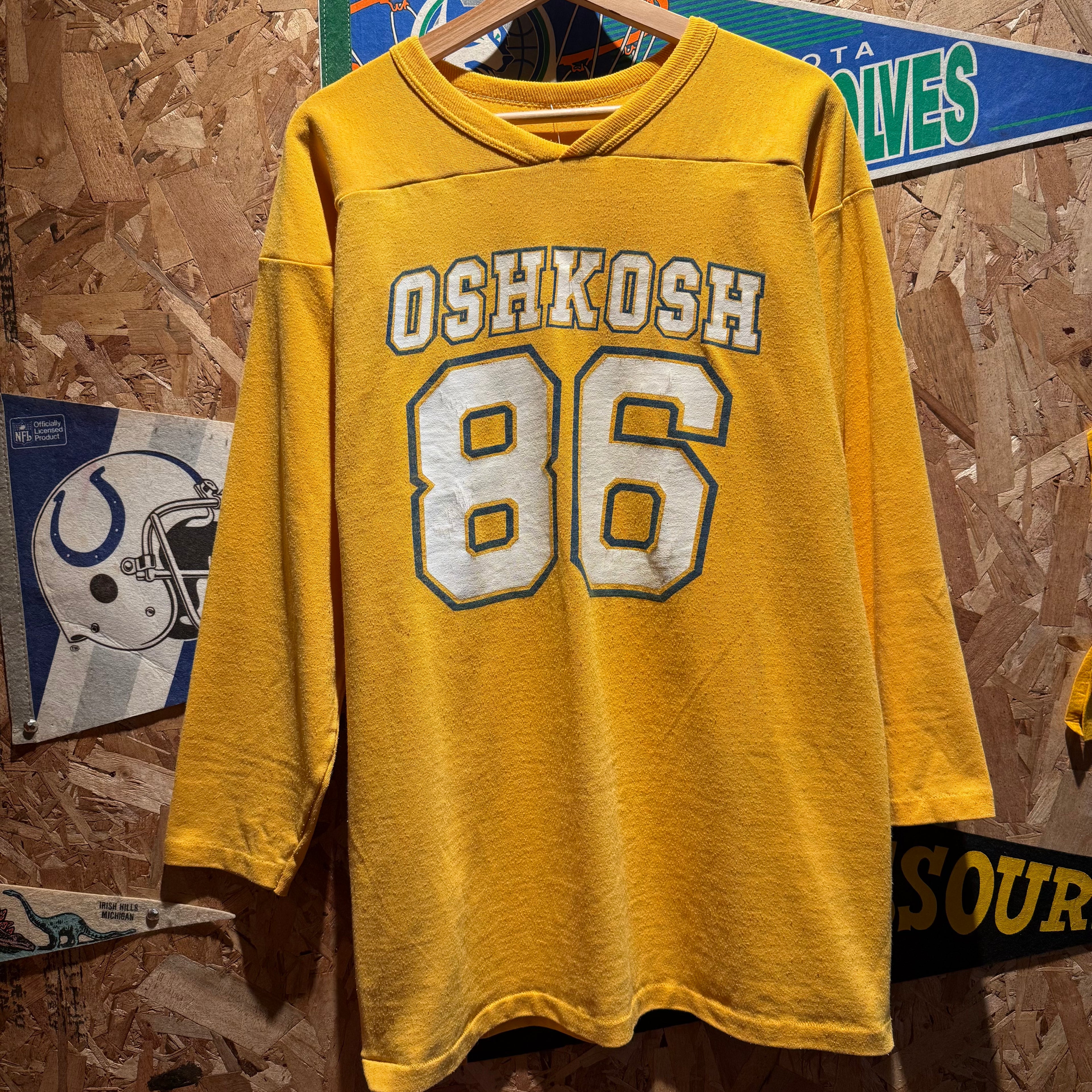 Vintage Yellow Oshkosh Seamless-Side Jersey Shirt: XL