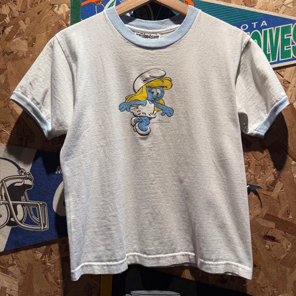 Vintage Smurf Glitter Graphic T-Shirt: Small
