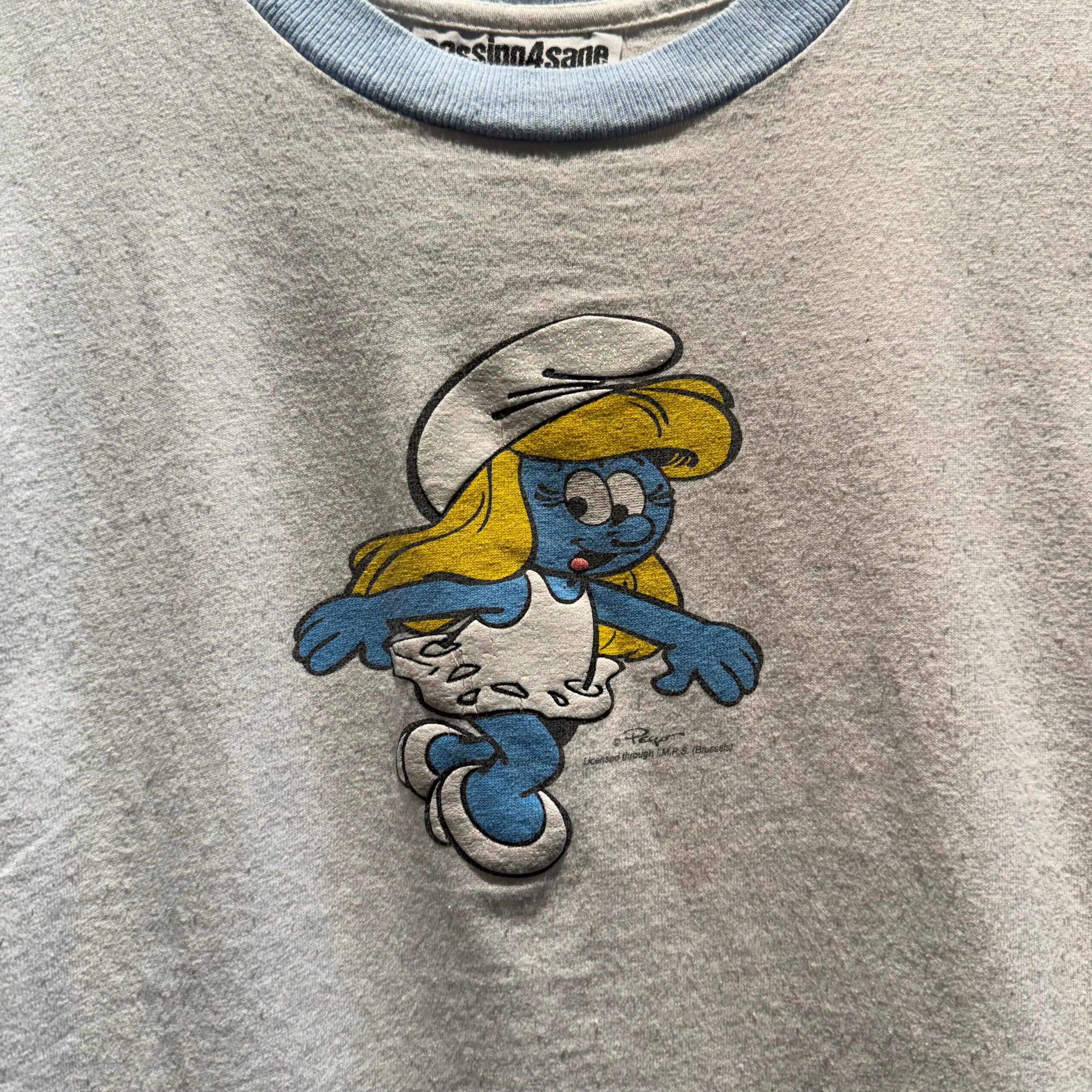 Vintage Smurf Glitter Graphic T-Shirt: Small