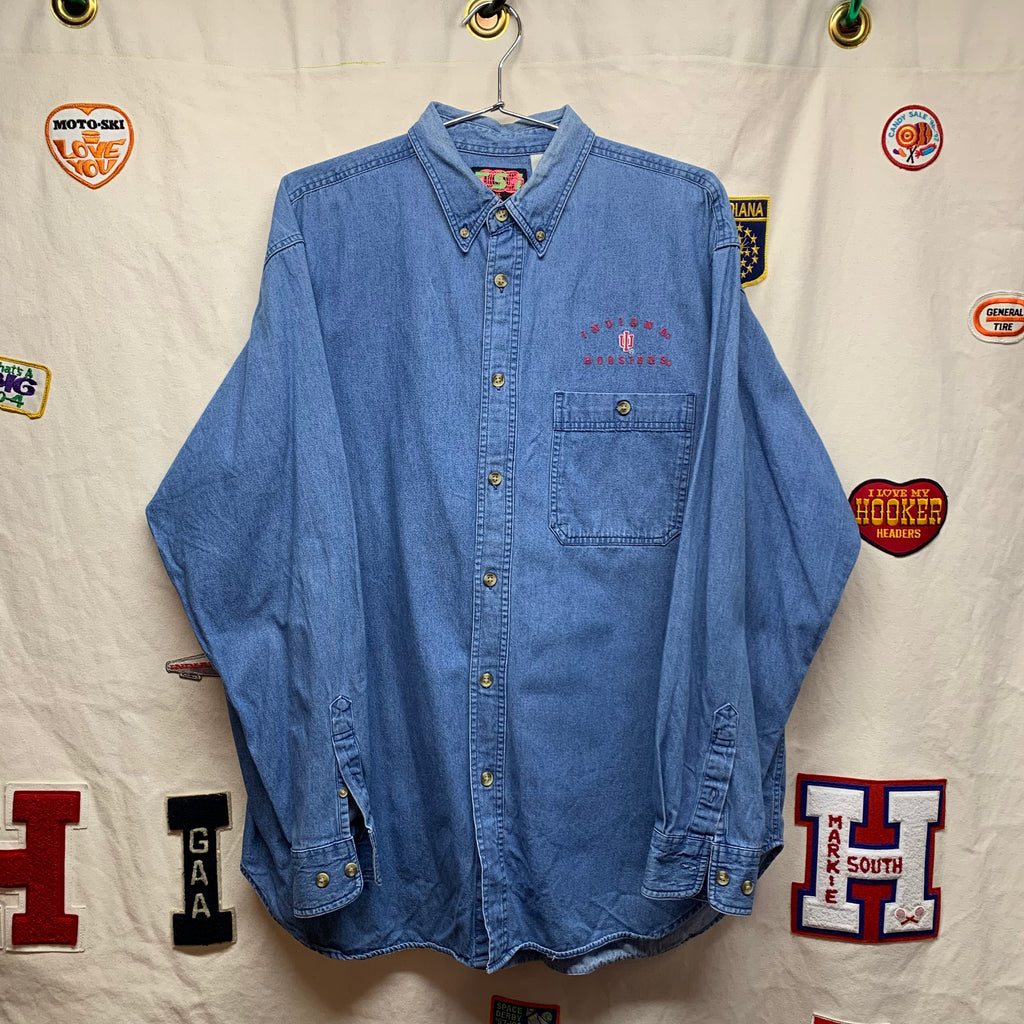 Vintage Indiana University Hoosiers TSI Denim Button Up Shirt Extra Large
