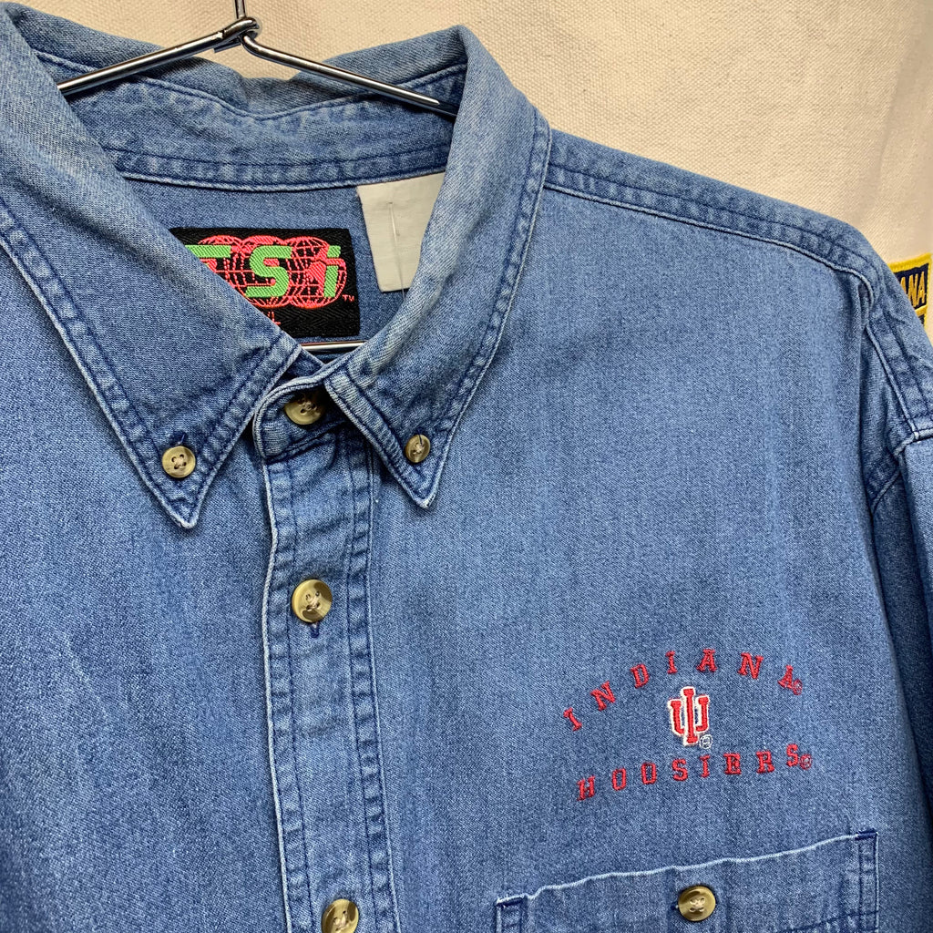 Vintage Indiana University Hoosiers TSI Denim Button Up Shirt Extra Large