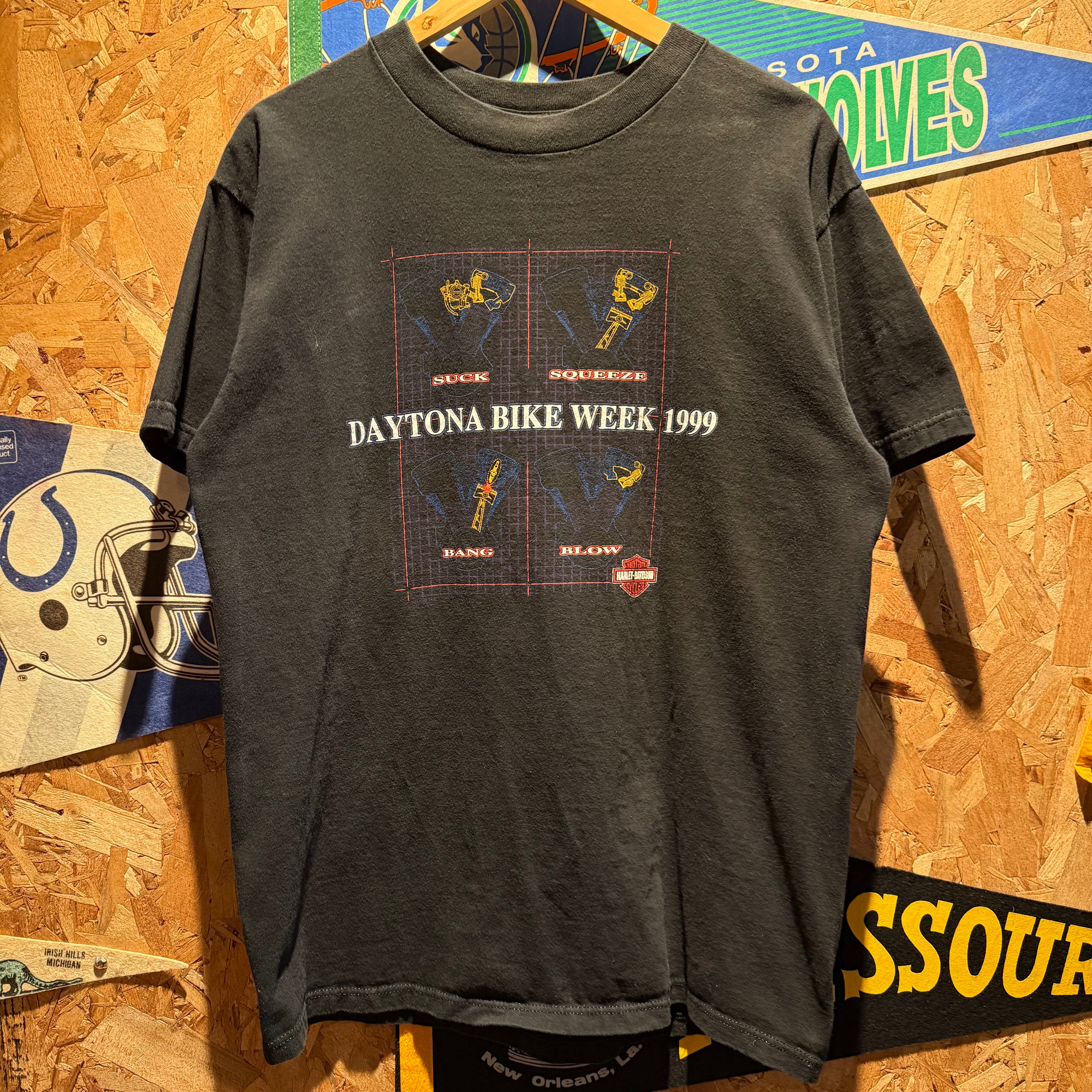 Vintage 1999 Harley Davidson Daytona Bike Week Graphic Single Stitch T-Shirt: Large