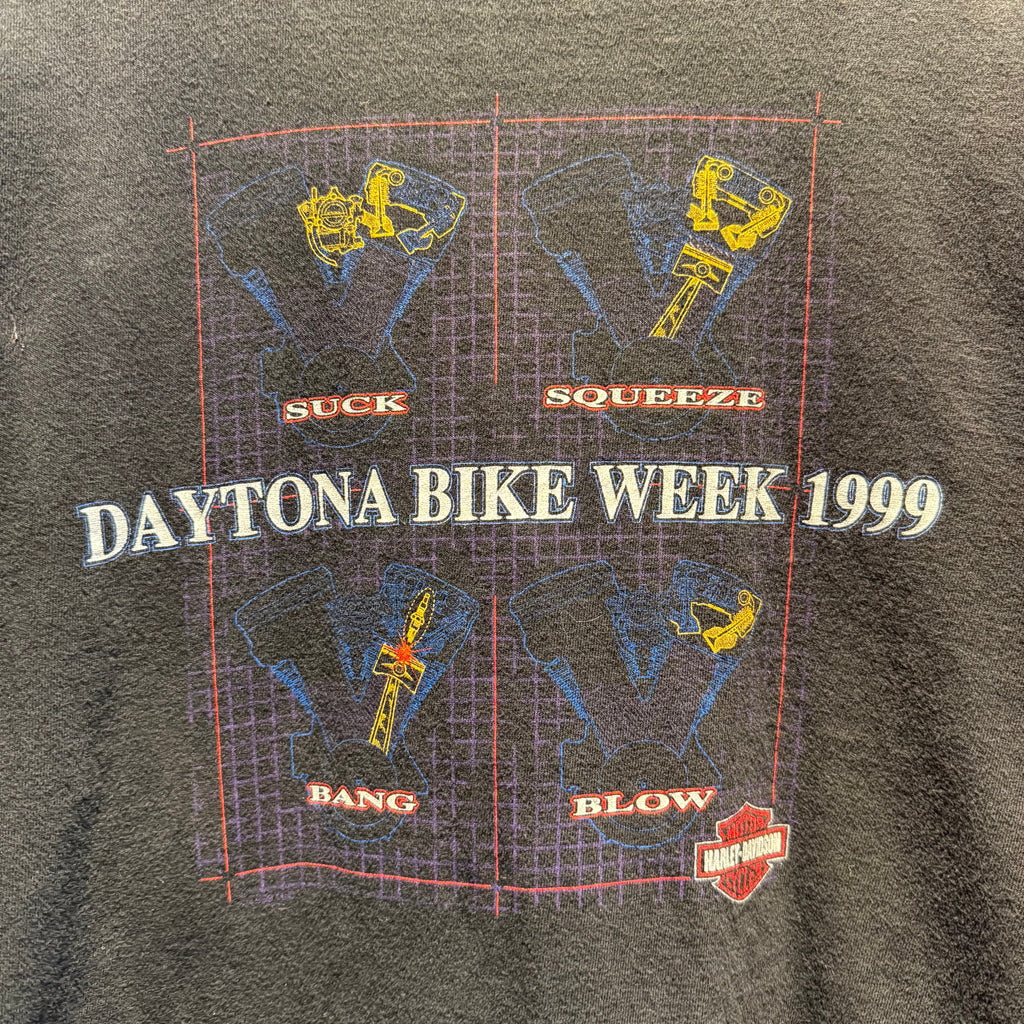 Vintage 1999 Harley Davidson Daytona Bike Week Graphic Single Stitch T-Shirt: Large