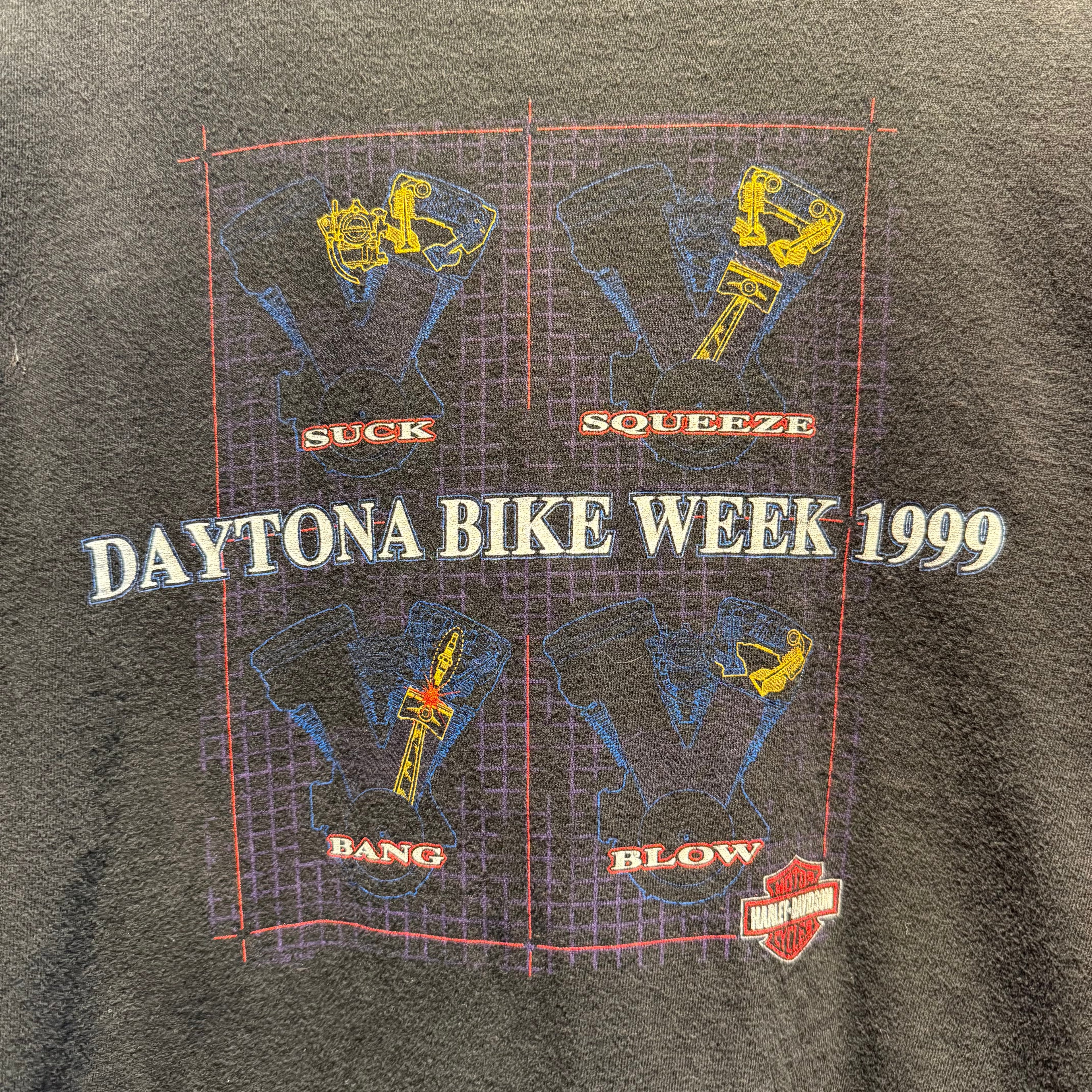 Vintage 1999 Harley Davidson Daytona Bike Week Graphic Single Stitch T-Shirt: Large