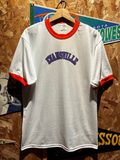 Evansville Arch Spellout White/Orange Ringer T-Shirt