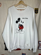 Load image into Gallery viewer, Vintage Mickey Mouse Ball State Raglan White Crewneck Sweatshirt 80’s: XL
