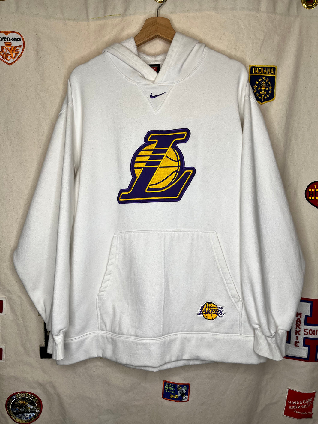 Vintage Los Angeles Lakers NBA LA Nike White Sweatshirt Hoodie: Large