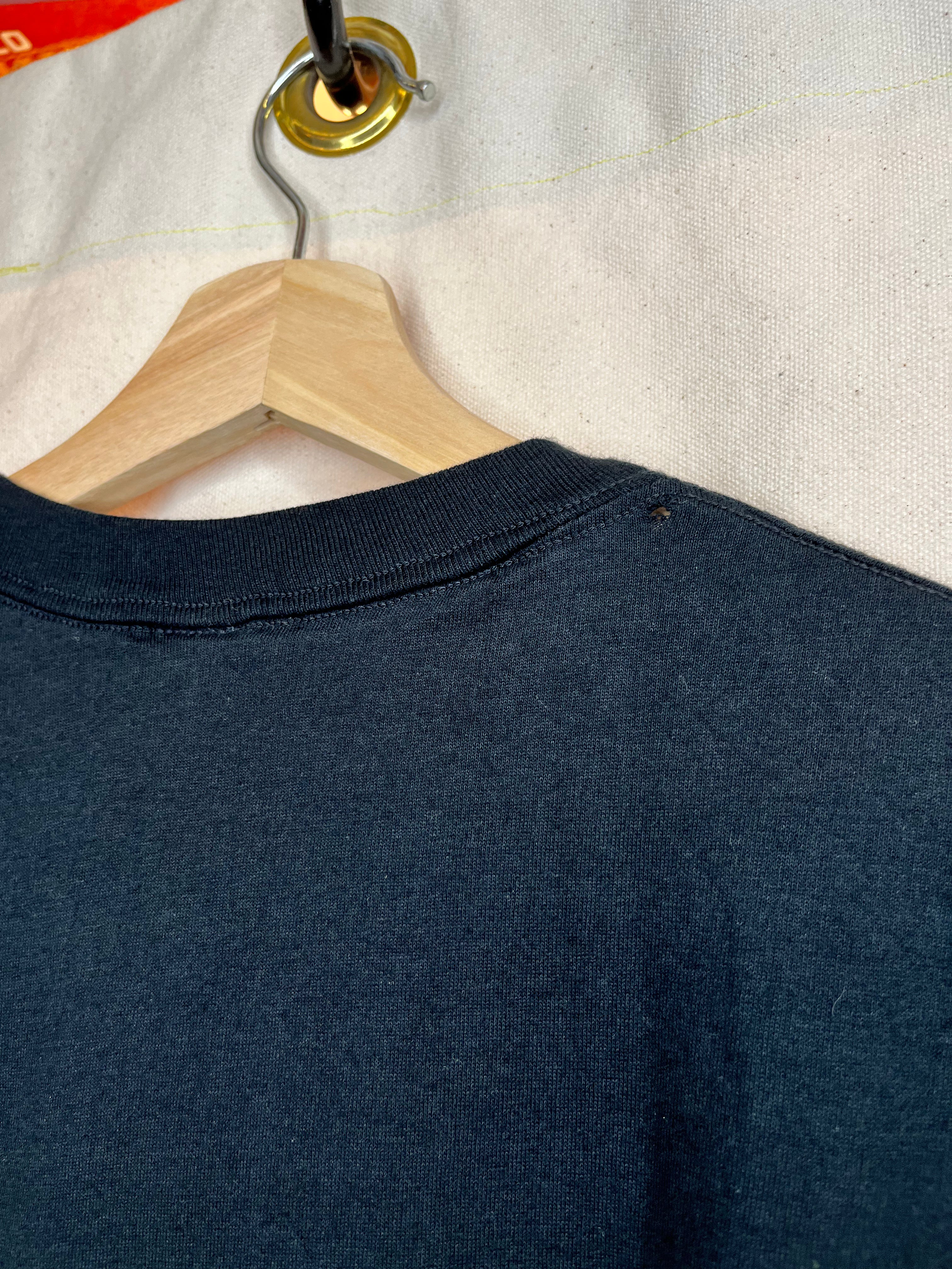 Vintage Mickey Mouse Indiana Walt Disney Black Velva Sheen T-Shirt: XL