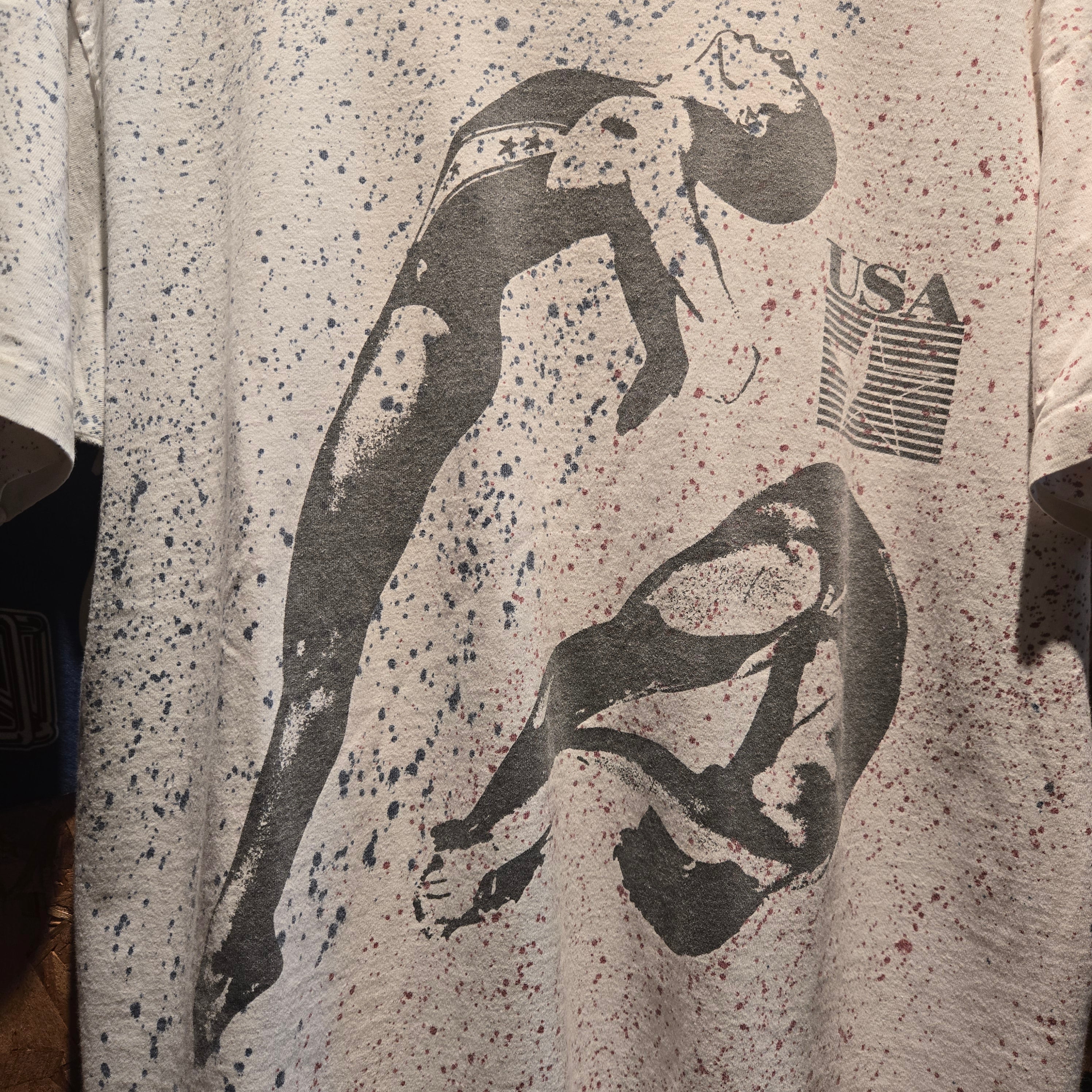 VTG Synchronized Swimmers Paint Splatter AOP USA Single Stitch T-Shirt: XL