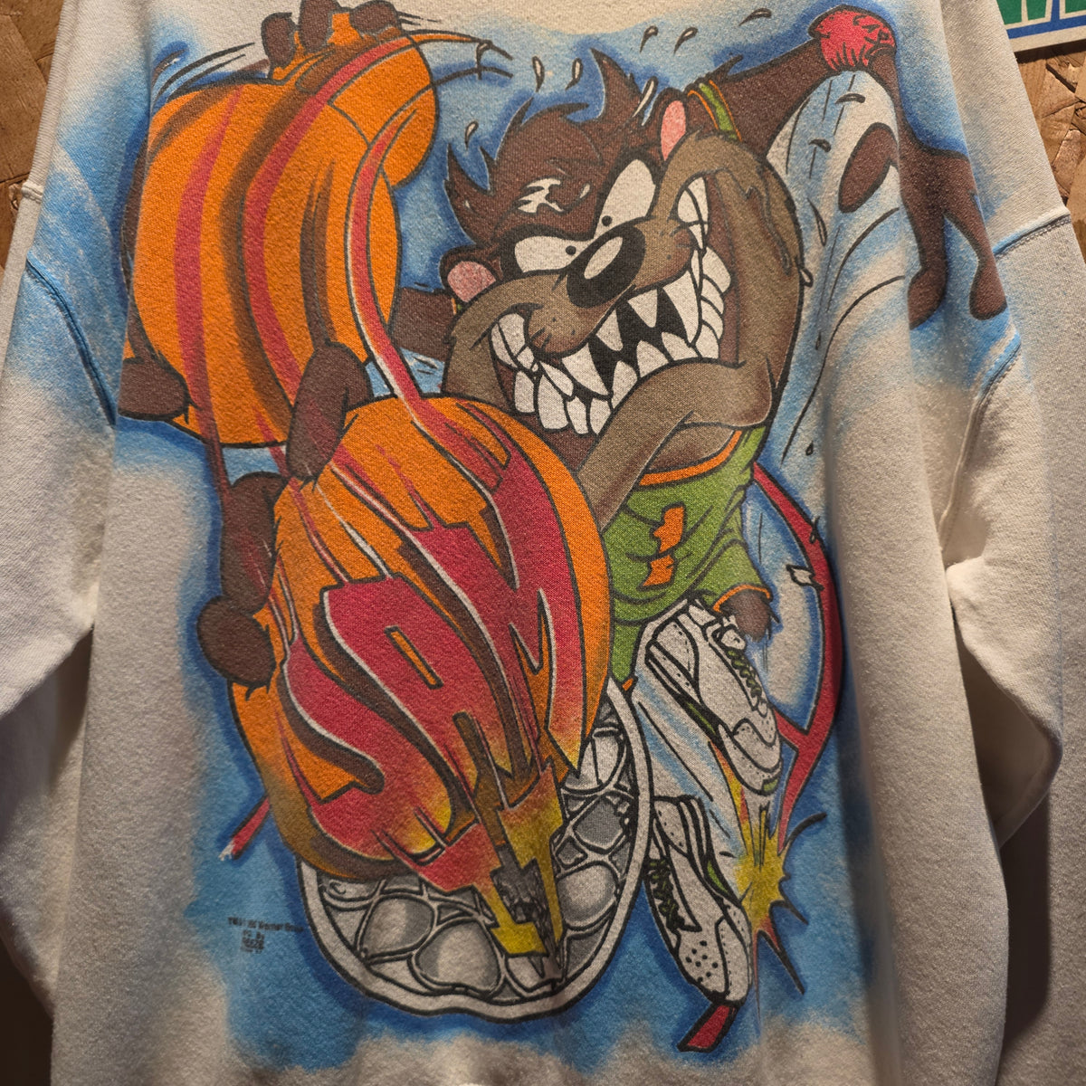 VTG Taz Basketball AOP Jam White Sweatshirt: XL