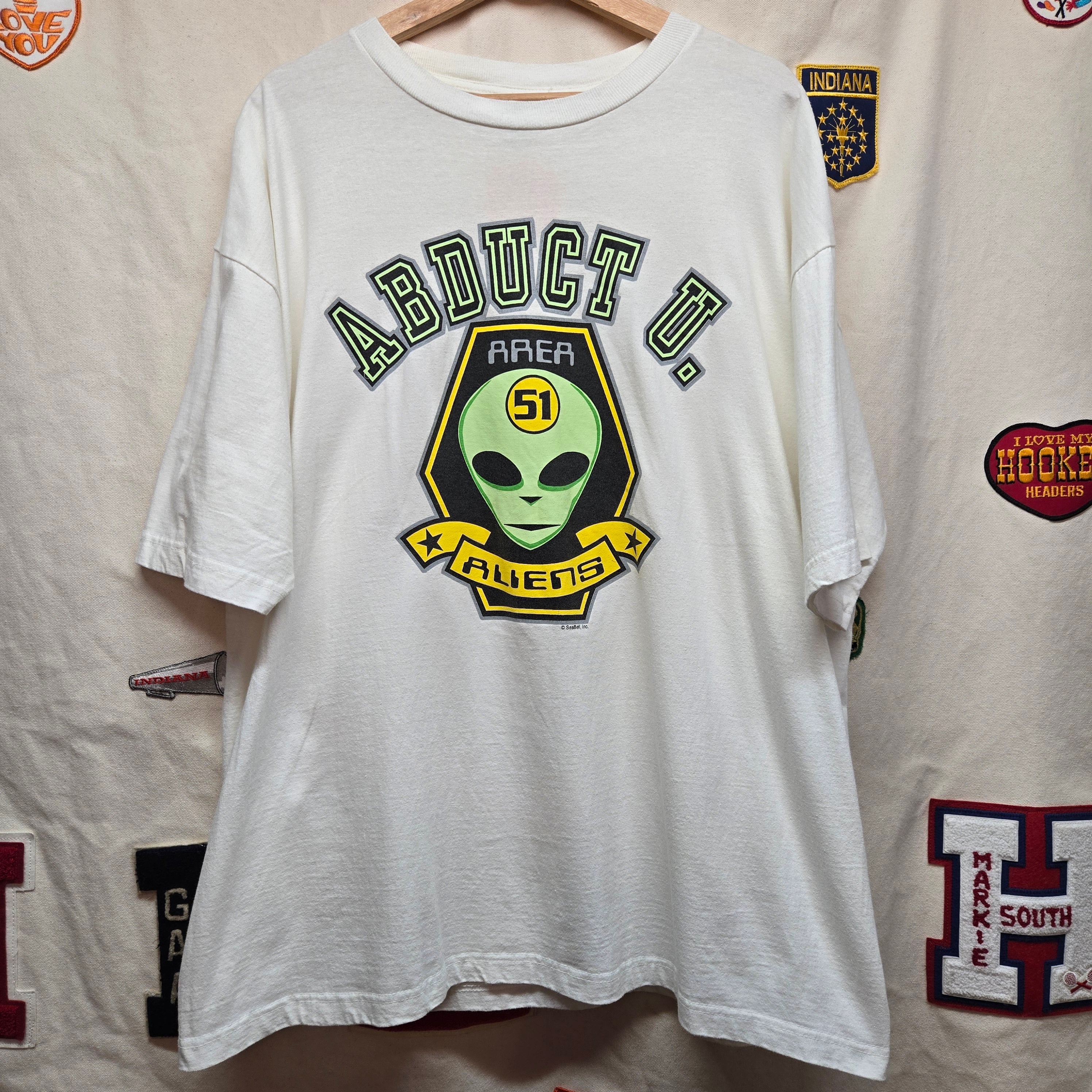 VTG Abduct U Area 51 Graphic Alien T-Shirt: XXL