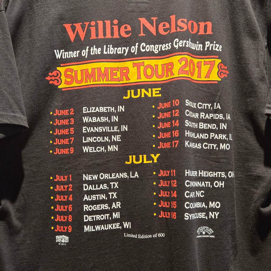 2017 Willie Nelson Summer Tour Black T-Shirt Limited To /600: Large