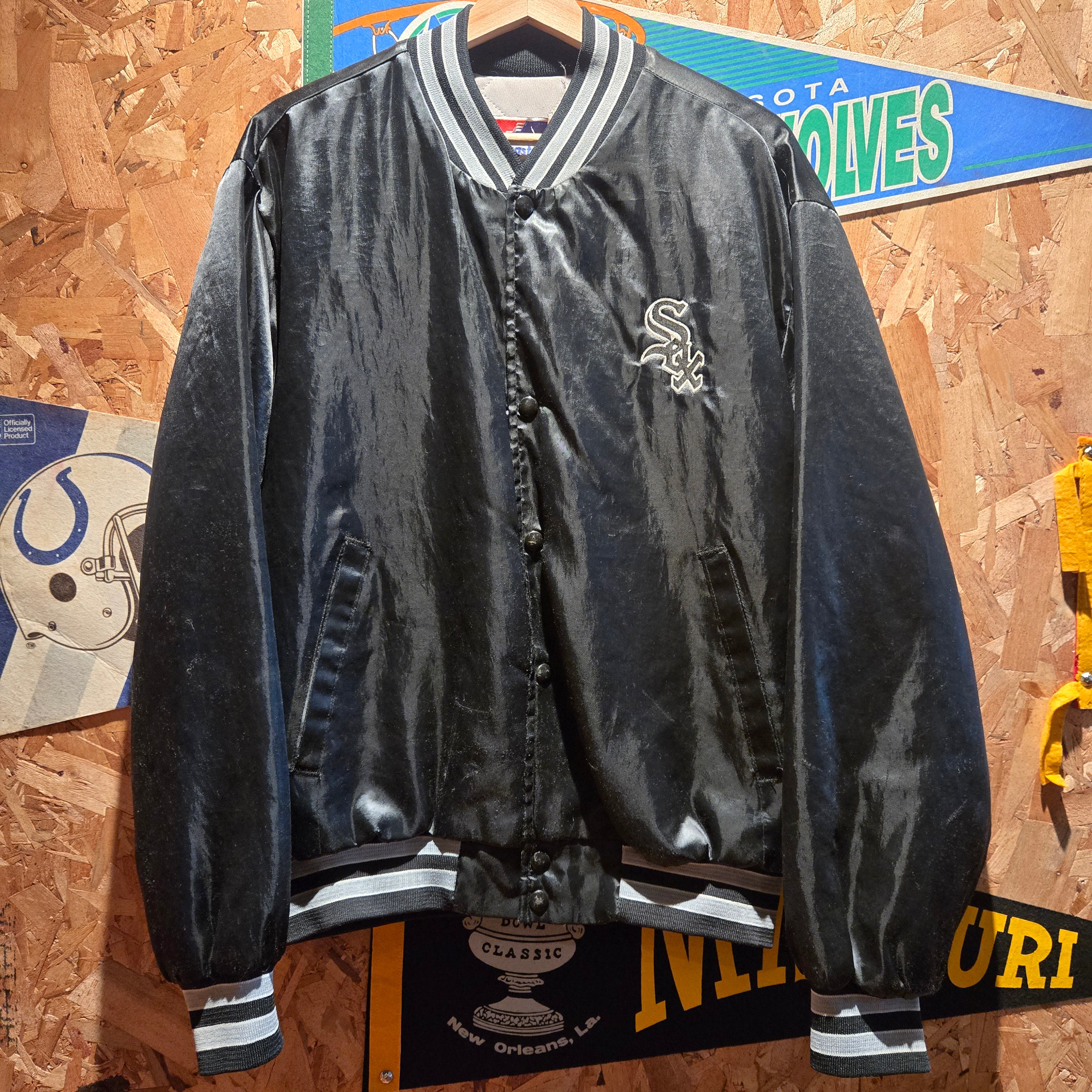 VTG Swingster 80s-90s Chicago White Sox Snap Button Jacket Satin: XL