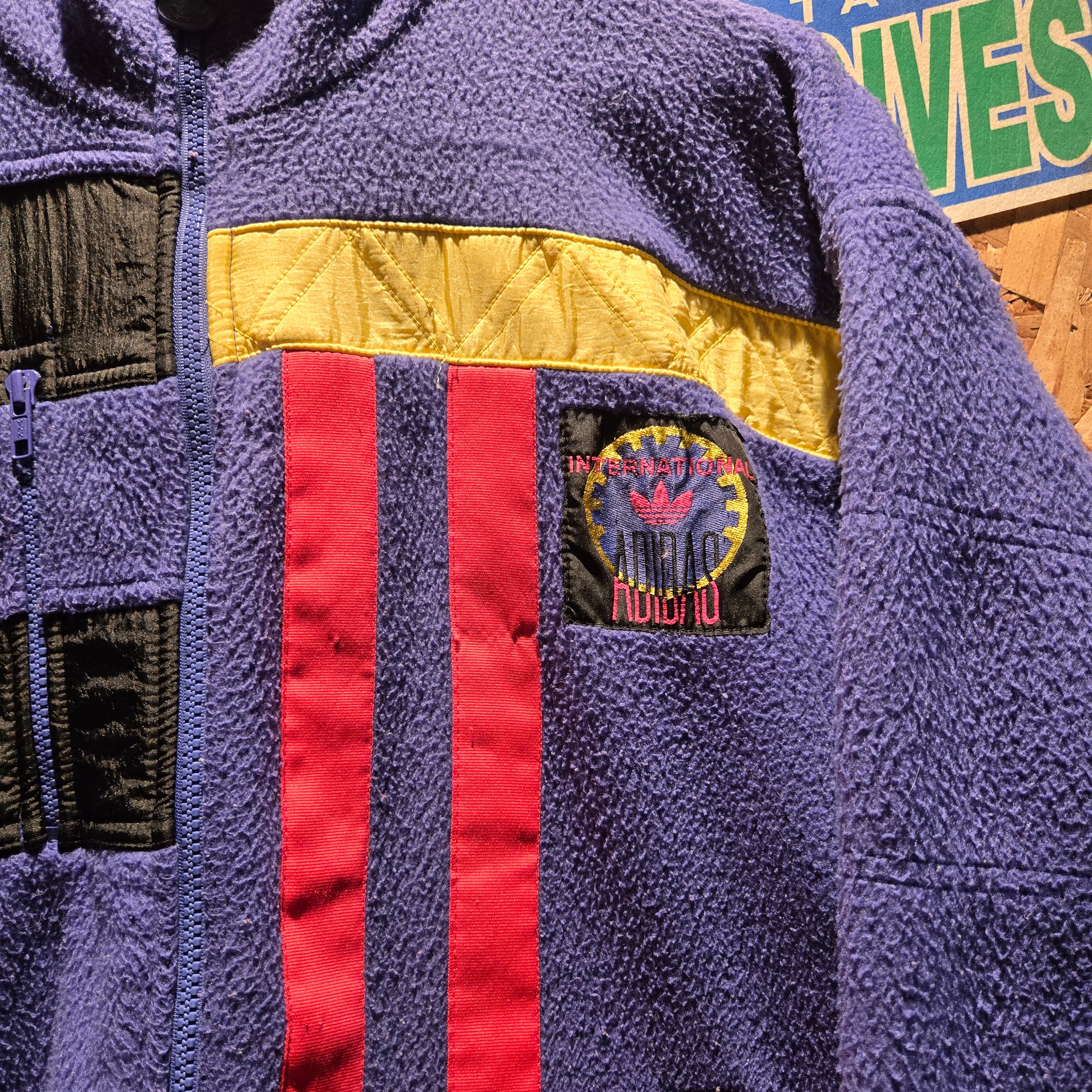 VTG 90s Adidas International  Neon Purple Pink Fleece Zip Up Jacket: Medium